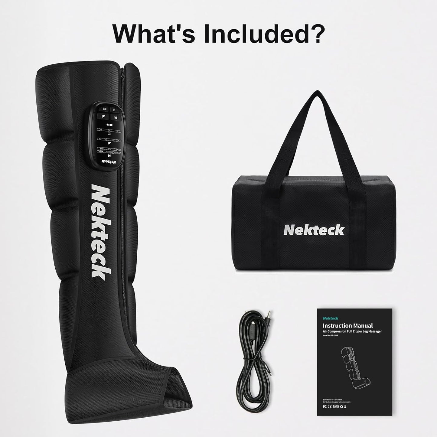 Nekteck Cordless Leg Compression Massager, Air Compression Massage Tools for Circulation and Pain Relief, Rechargeable Portable Full Leg Boots, Gifts for Mom Dad Men Women, Single Unit