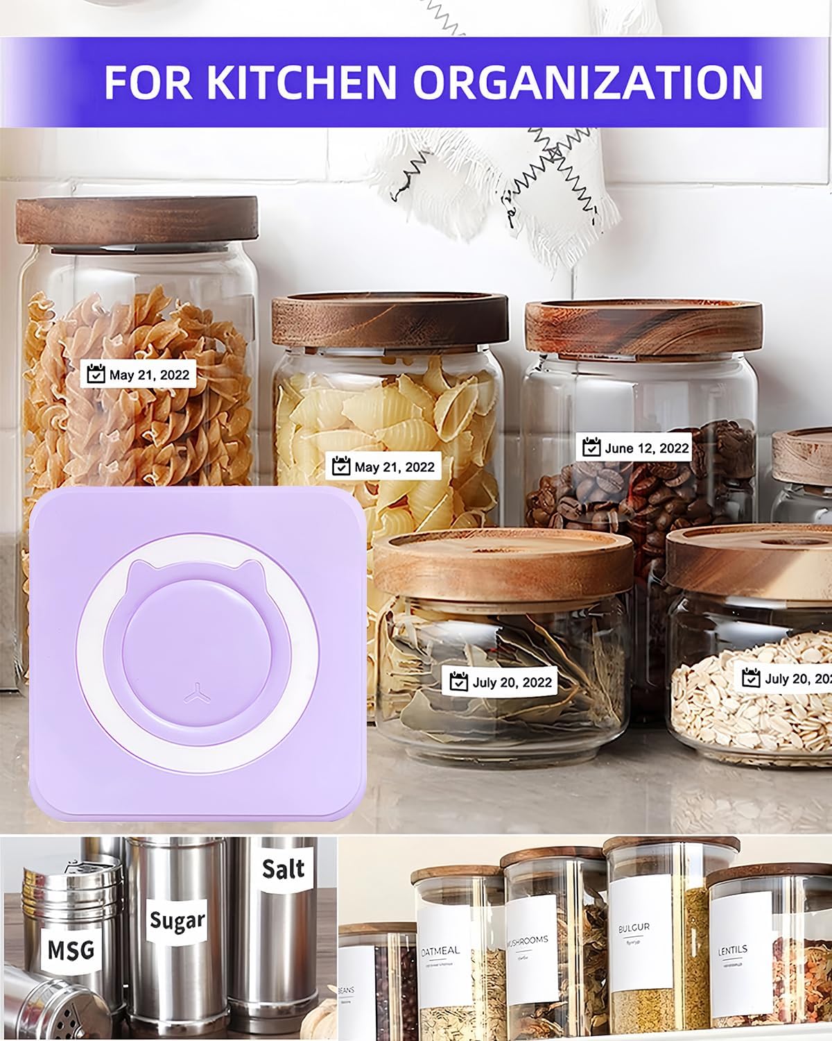 Label Maker - Mini Portable Sticker Printer with 13 Rolls Self-Adhesive Thermal Papers, Labeller Machine for Home Office Study Business Texts Journal, Blue