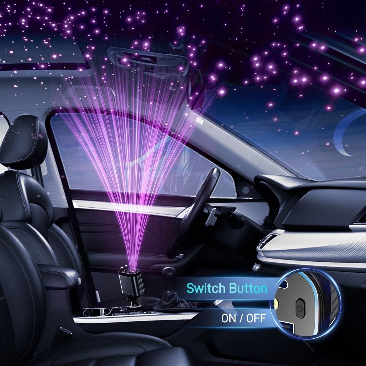 4 in 1 Retractable Car Charger 69W with Starry Light,69W Fast Charging USB C for iPhone 16/15/14/13/12,Pixel, Cigarette Lighter Charger,180° Adjustable Plug,Multi-Device Support