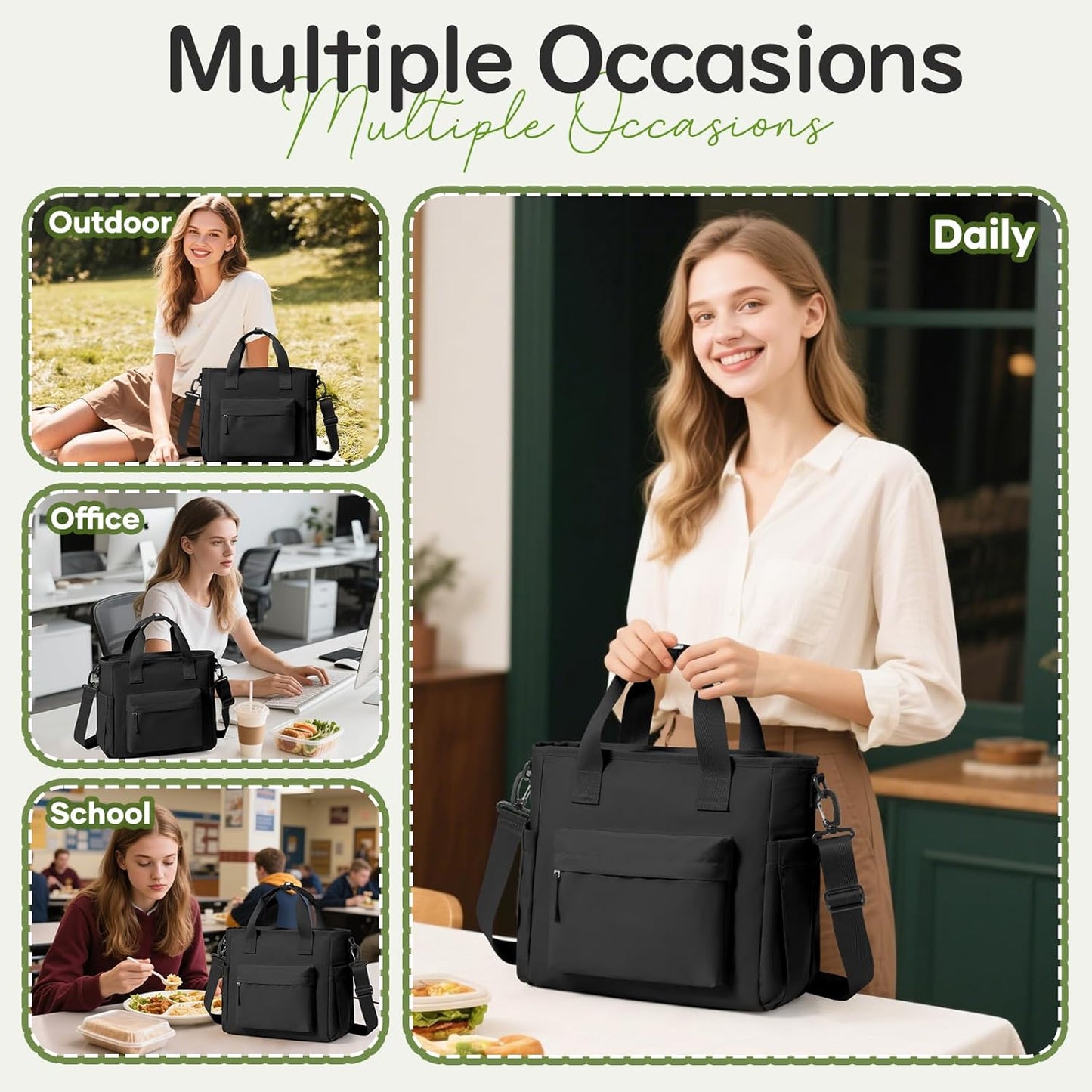 Lunch Bag Insulated Lunch Box Leakproof Lunch Tote Bags for Women Men,Portable Thermal Cooler Bag Lunch Containers with Shoulder Strap for Work, Family, Picnic, School, Outdoor,BBQ C2-Pinkpurple