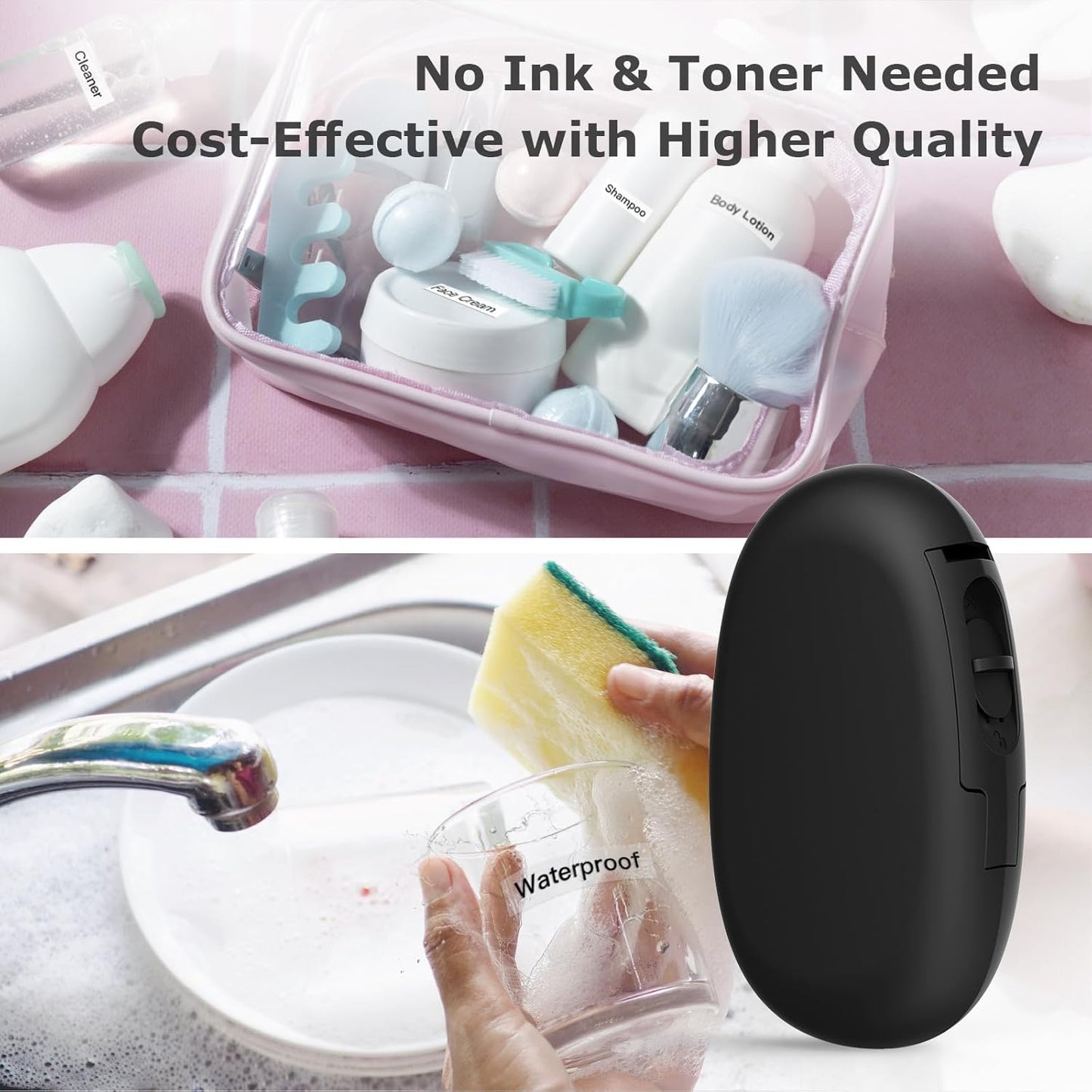 SUPVAN E10 Mini Bluetooth Label Maker Machine with Tape, Continuous Waterproof Label, Versatile App with 40+ Fonts and 600+ Icons, Inkless Labeler for Home, Kitchen, School, Office Organization, Green