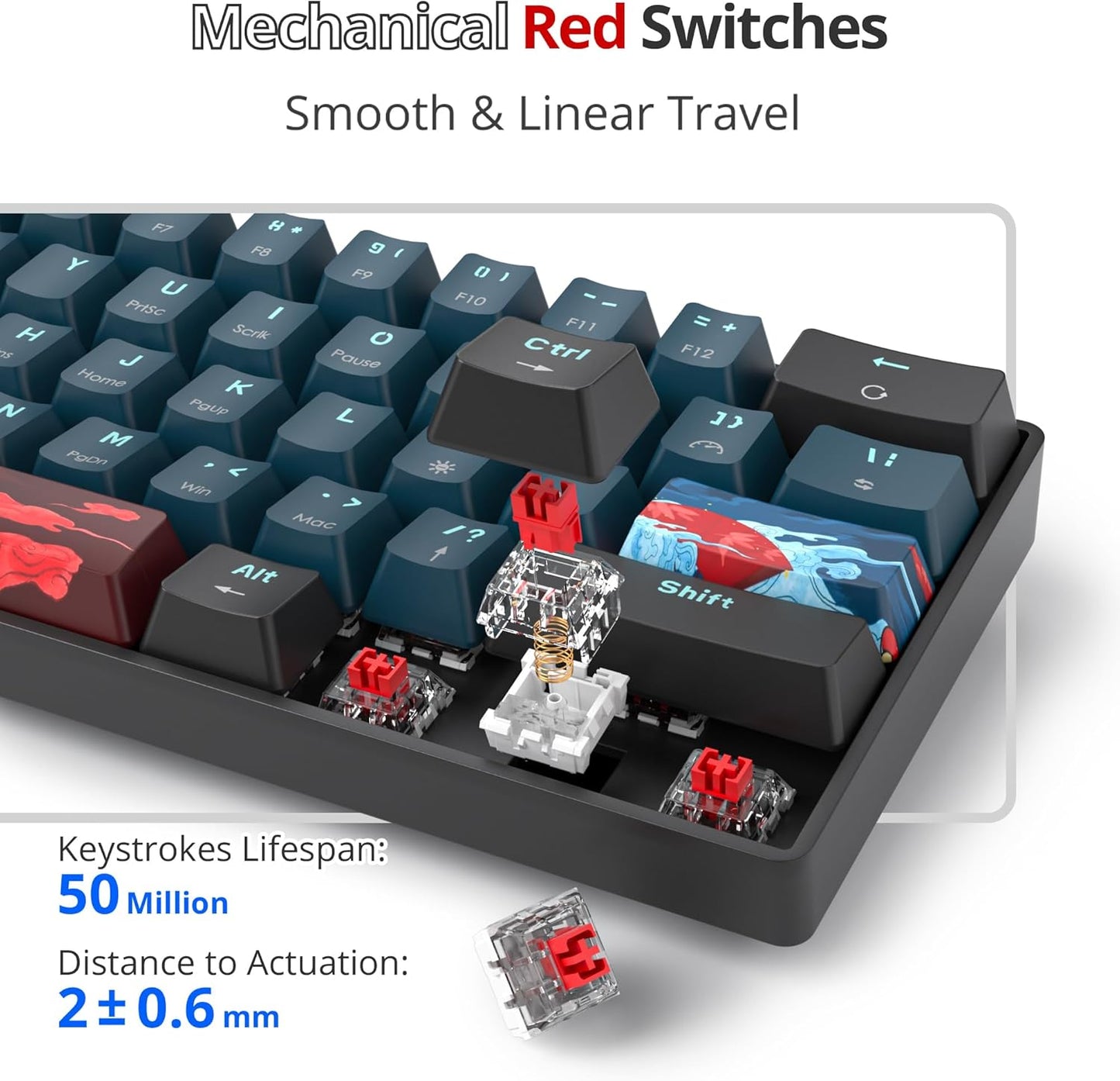 Fogruaden Full Size Mechanical Keyboard, Green Matcha Keyboard, Wired USB 104 Keys RGB Backlit Gaming Keyboard with Number Pad, Red Switches, NKRO Mechanical Keyboard for Windows Laptop PC Gamer