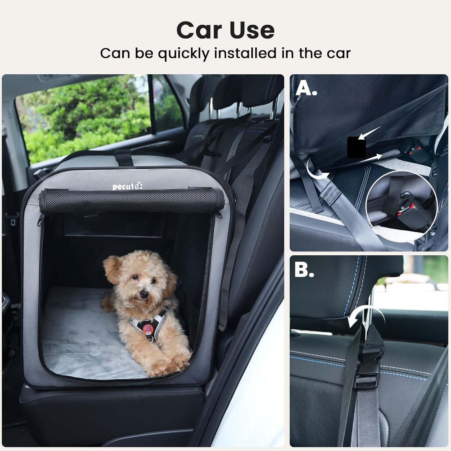 Pecute Collapsible Dog Crate for Pets<15kg, Pet Carrier Stable and Light Weight, Soft Dog Crate with Breathable Windows, Portable Dog Carrier with Curtain 61×45×52 cm (Green)