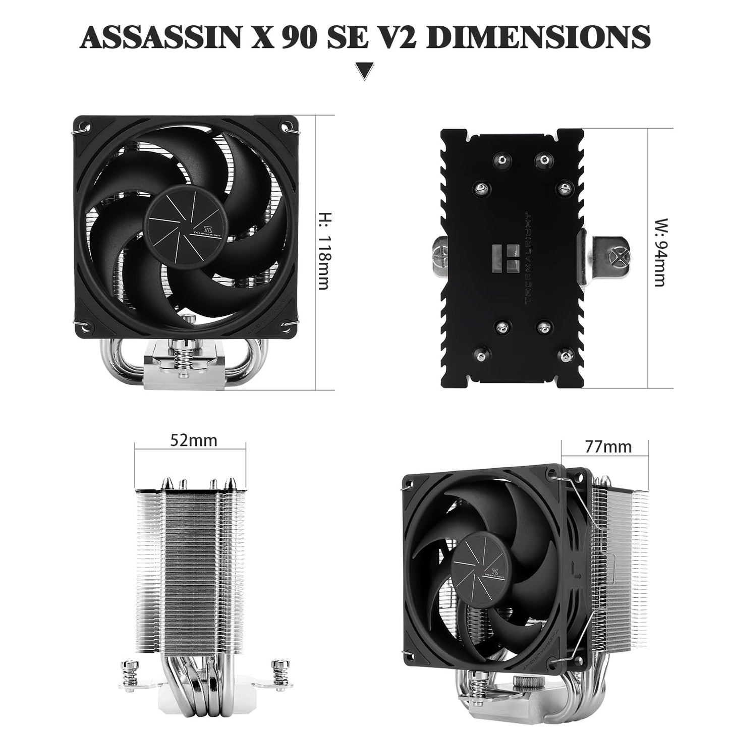 Thermalright Assassin X 90 SE V2 CPU Cooler, 92mm PWM Quiet Fan CPU Air Cooler, Support Intel Lga1700/1150/1151/1200,AMD AM4 AM5, Computer Cooler(AX90 SE V2)