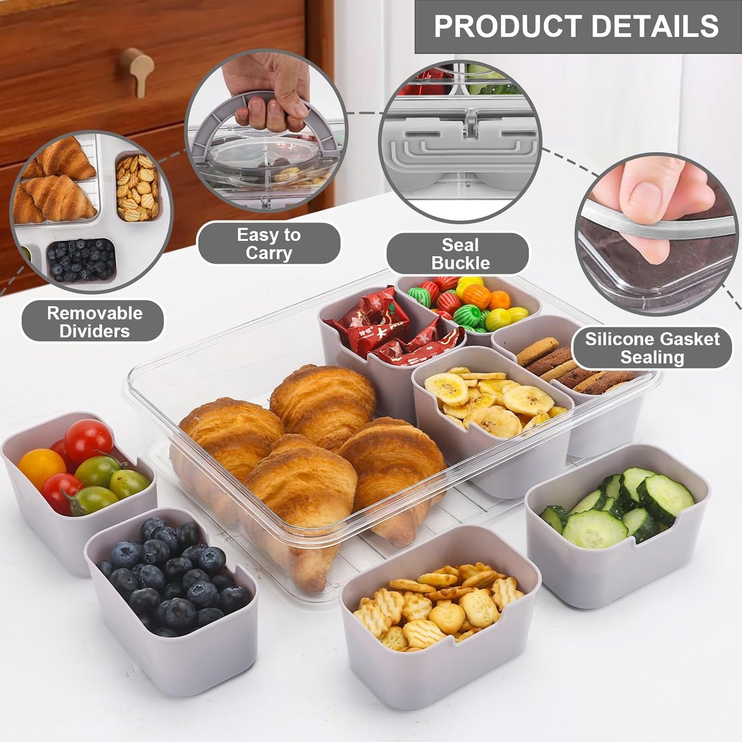 Purilite Select Clear Compartmentalized Snack Box