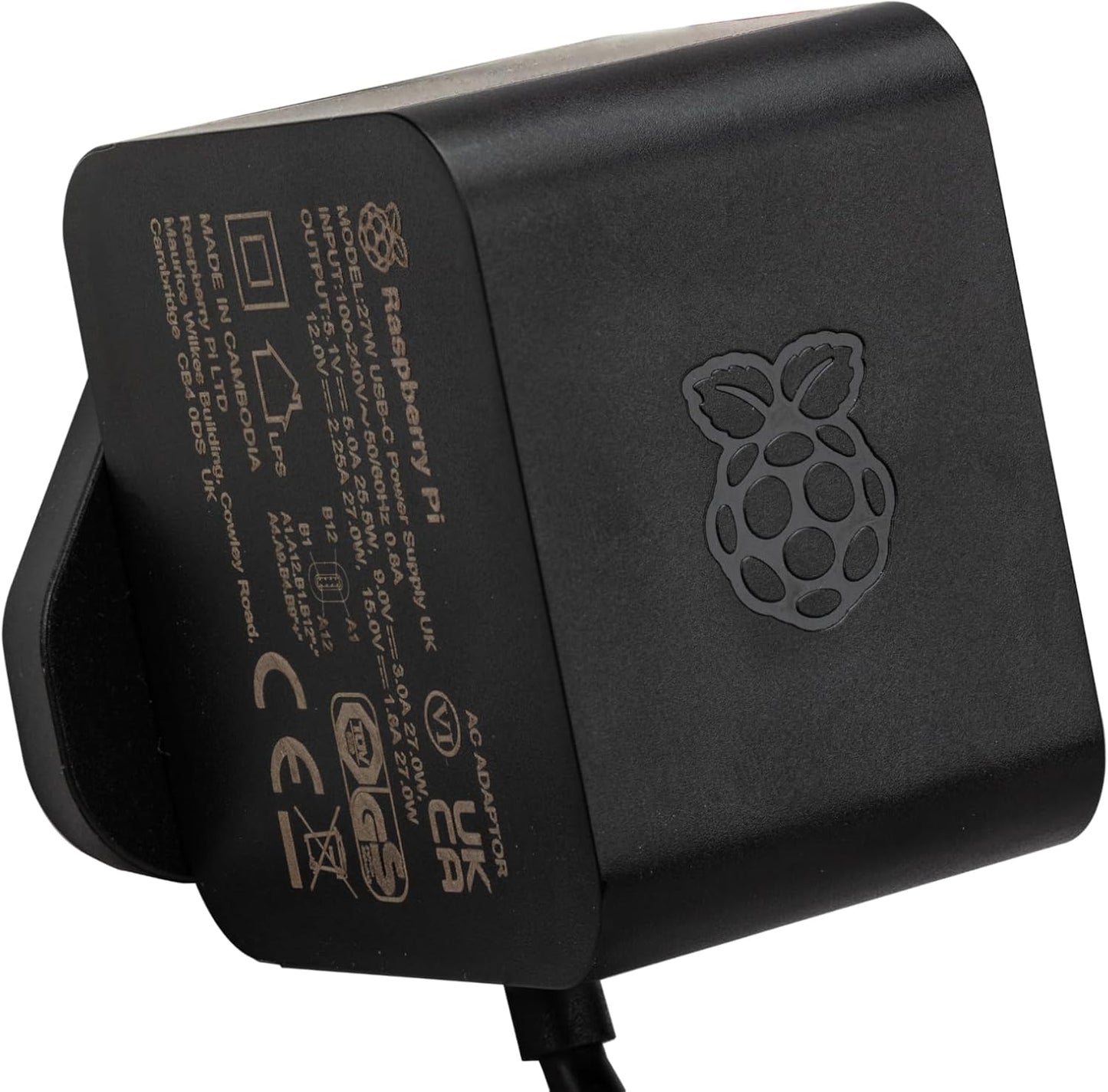 Official Raspberry Pi 5 27W USB-C Power Supply (US/Canada) (Black)