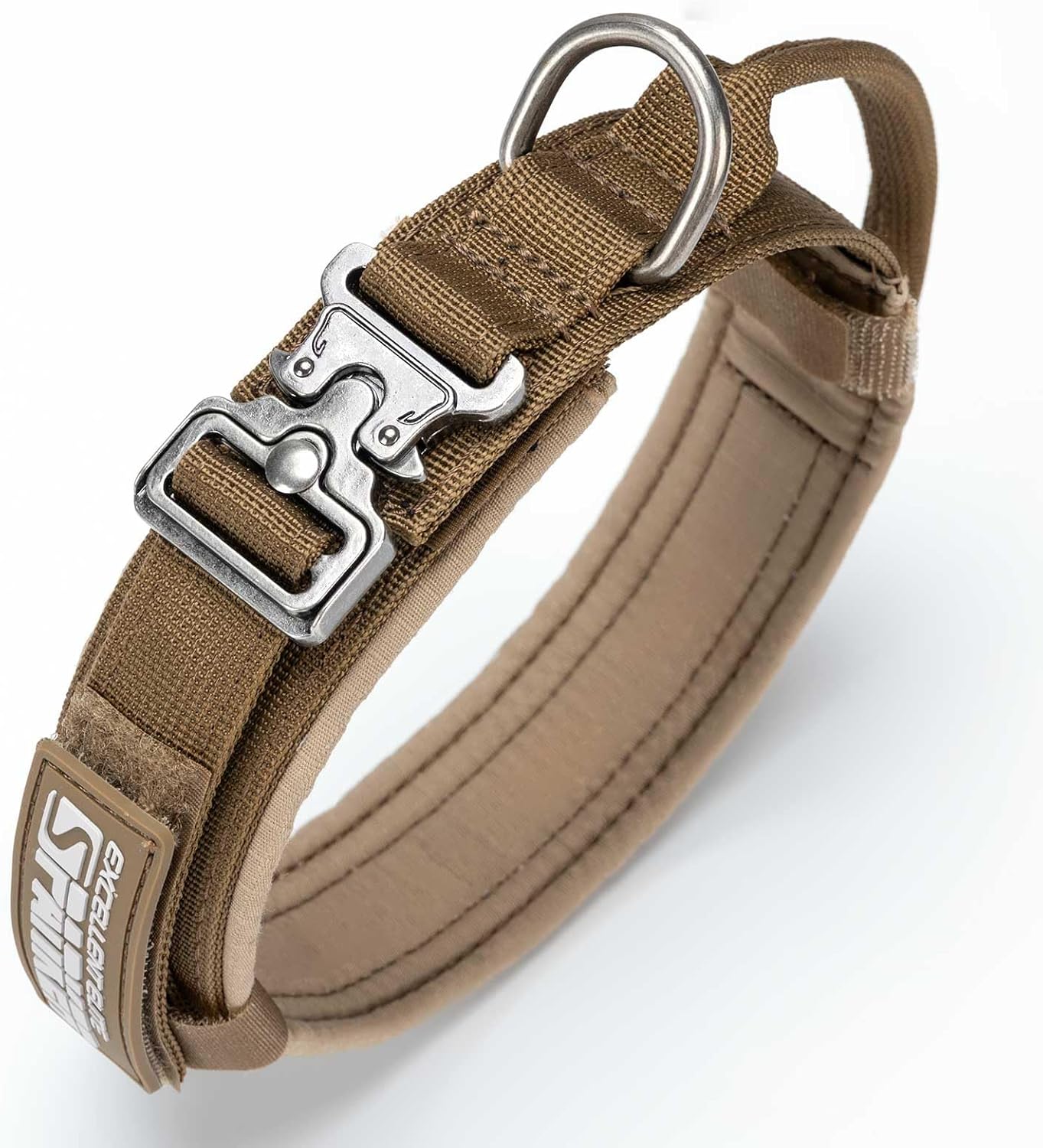 EXCELLENT ELITE SPANKER Tactical Dog Collar Nylon Adjustable K9 Collar Military Dog Collar Heavy Duty Metal Buckle with Handle(Coyote Brown-XL)