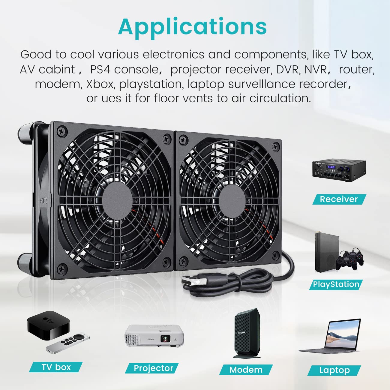 Wathai 140mm x 25mm USB Cooliing Fan 5V with Speed Control for Computer Case Receiver DVR Playstation Xbox PS4 Router Cabinet Cooling