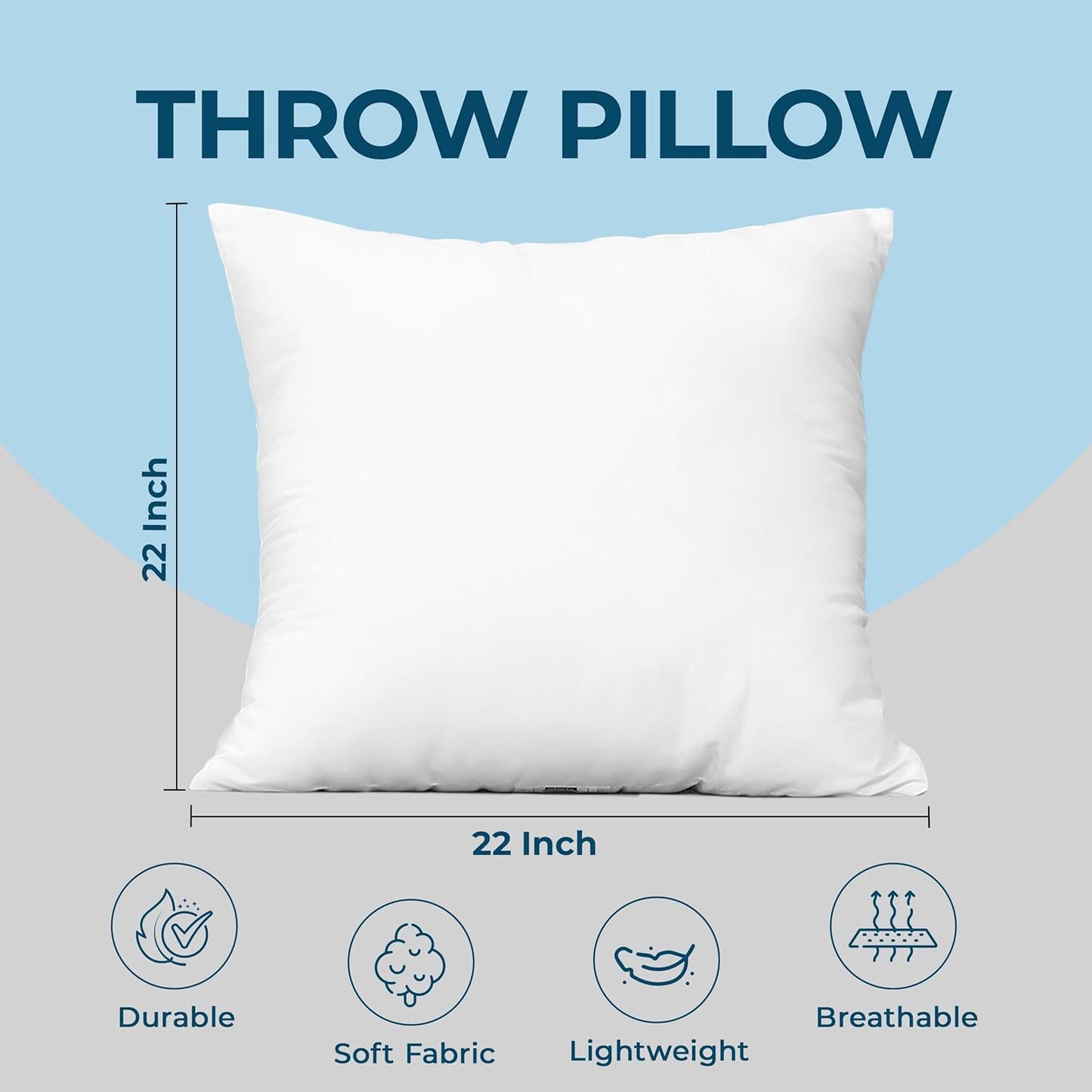 Utopia Bedding Throw Pillows (Set of 4, White), 18 x 18 Inches Pillows for Sofa, Bed and Couch Decorative Stuffer Pillow