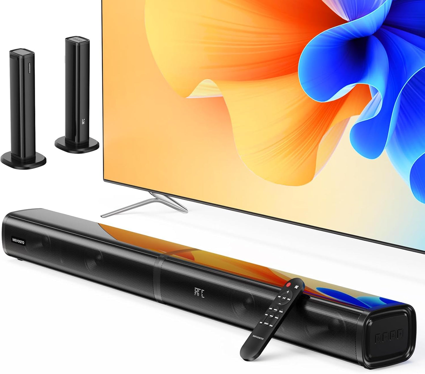 Sound Bar for TV Soundbar PC Gaming MEVOSTO 2025 Upgraded 2.2CH Separable Built-in Dual Woofers with HD-ARC/Optical/AUX/BT/USB Bass/Treble Adjustabl Computer Speakers Home Theater System-31inch