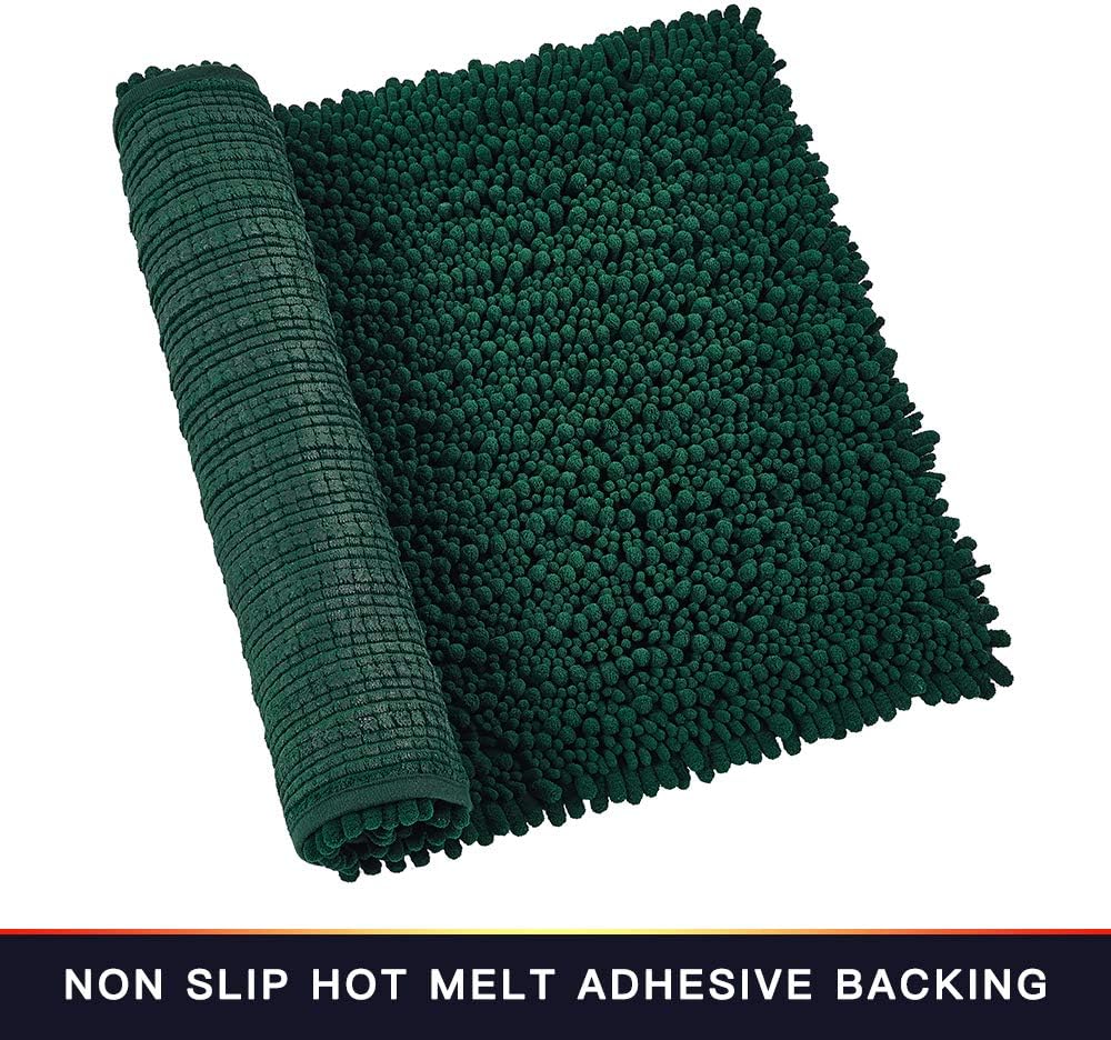 Walensee Bathroom Rug Non Slip Bath Mat (24x17 Inch Blush) Water Absorbent Super Soft Shaggy Chenille Machine Washable Dry Extra Thick Perfect Absorbant Best Small Plush Carpet for Shower Floor