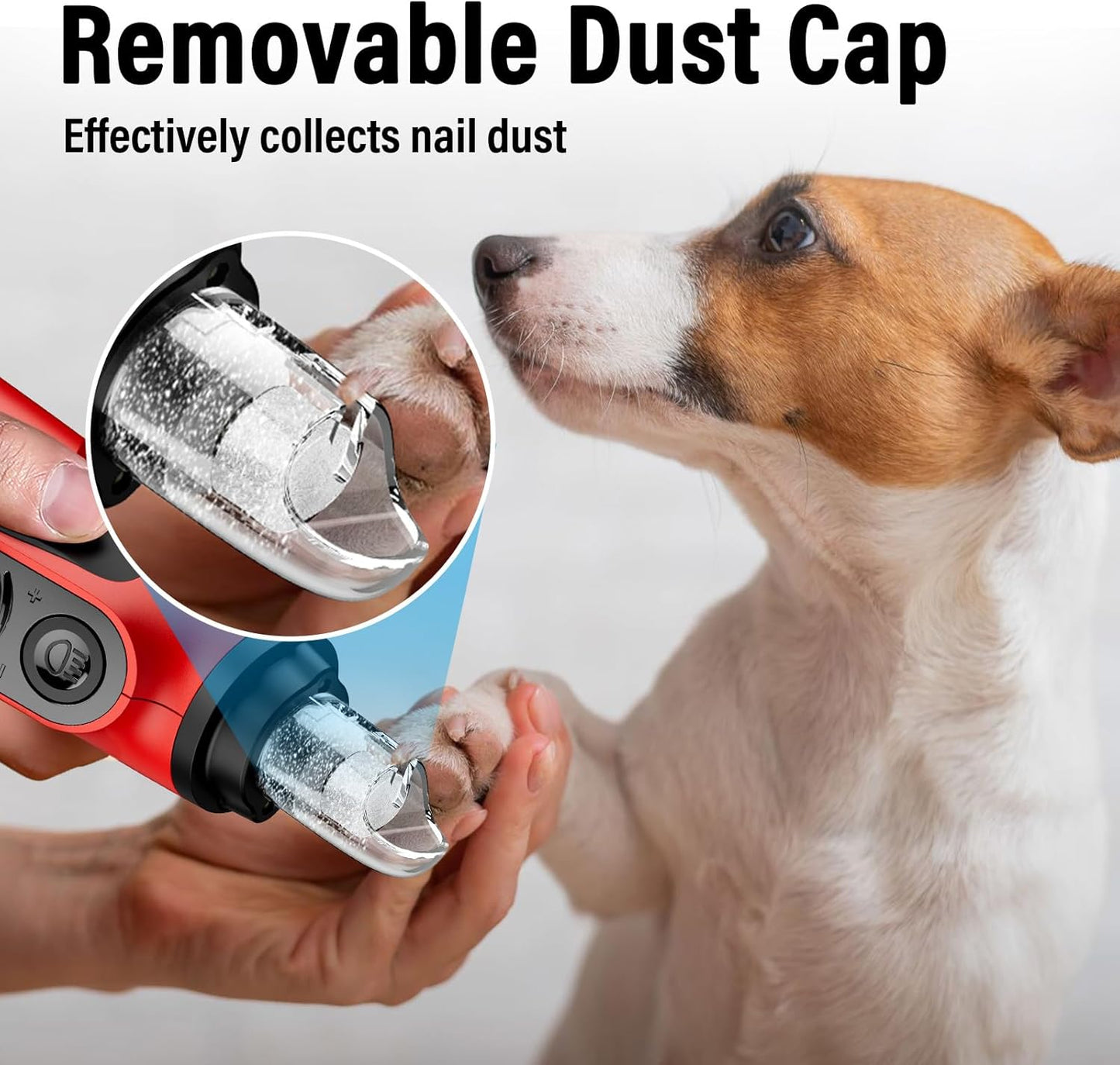Casfuy Smart 6 Speed Dog Nail Grinder - Pet Nail Grinder with 2 LED Lights Super Quiet Rechargeable Electric Dog Nail Trimmer File Toenail Grinder for Large Medium Small Dogs (Red)