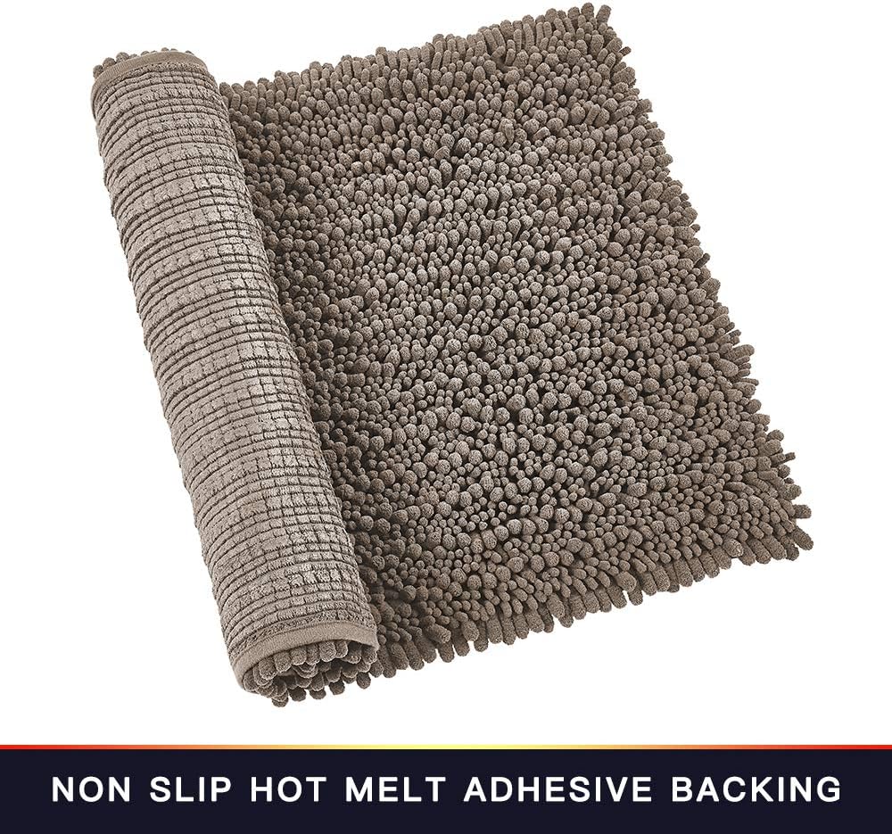 Walensee Bathroom Rug Non Slip Bath Mat (24x17 Inch Blush) Water Absorbent Super Soft Shaggy Chenille Machine Washable Dry Extra Thick Perfect Absorbant Best Small Plush Carpet for Shower Floor