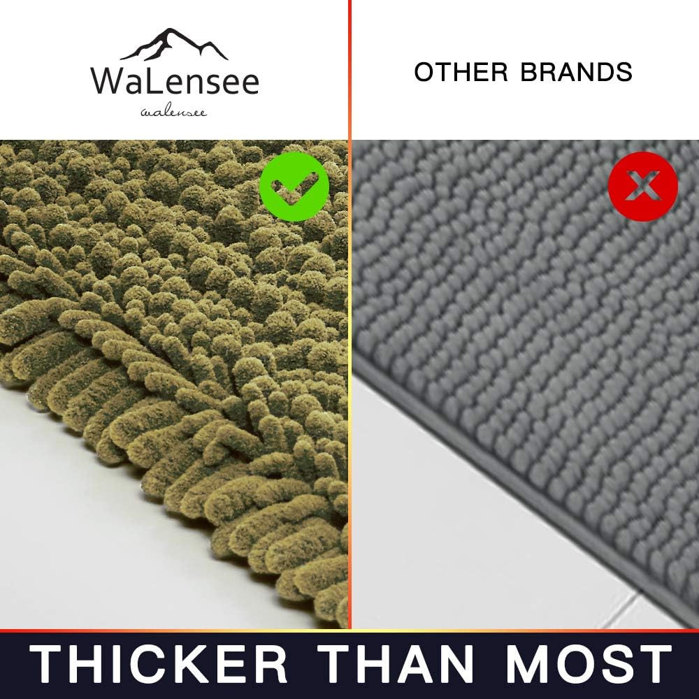 Walensee Bathroom Rug Non Slip Bath Mat (24x17 Inch Blush) Water Absorbent Super Soft Shaggy Chenille Machine Washable Dry Extra Thick Perfect Absorbant Best Small Plush Carpet for Shower Floor