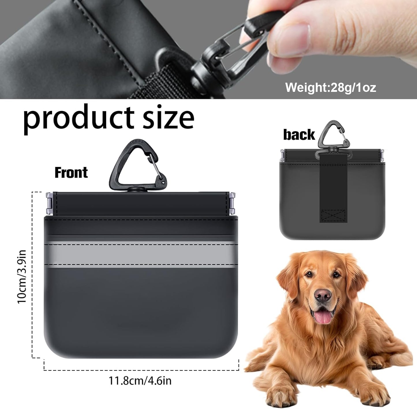 Tyuyuio Dog Training Treat Pouch Bag, Treat Bags for Dogs, Portable Pet Pocket Waist Clip Bag, Reflective Snack Bag for Pets, Includes Clip and Carabiner