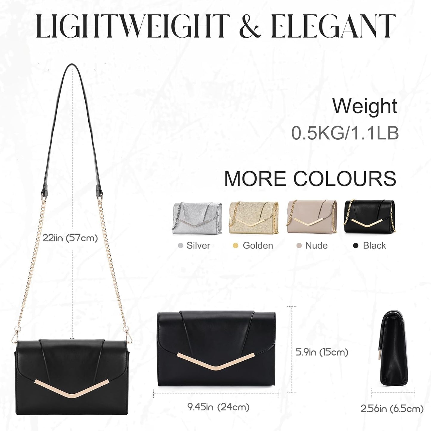 Vaschy Clutch Purse for Women,Fashion Envelope Evening Small Formal Handbag Fold-over Crossbody Shoulder Bag Wedding,Party