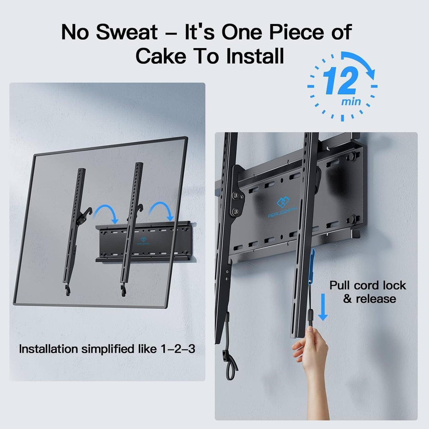Tilting TV Wall Mount Bracket Low Profile for Most 23-60 Inch LED, LCD, OLED, QLED, 4K Flat Screen TVs up to 115lbs with VESA 400x400mm by PERLESMITH