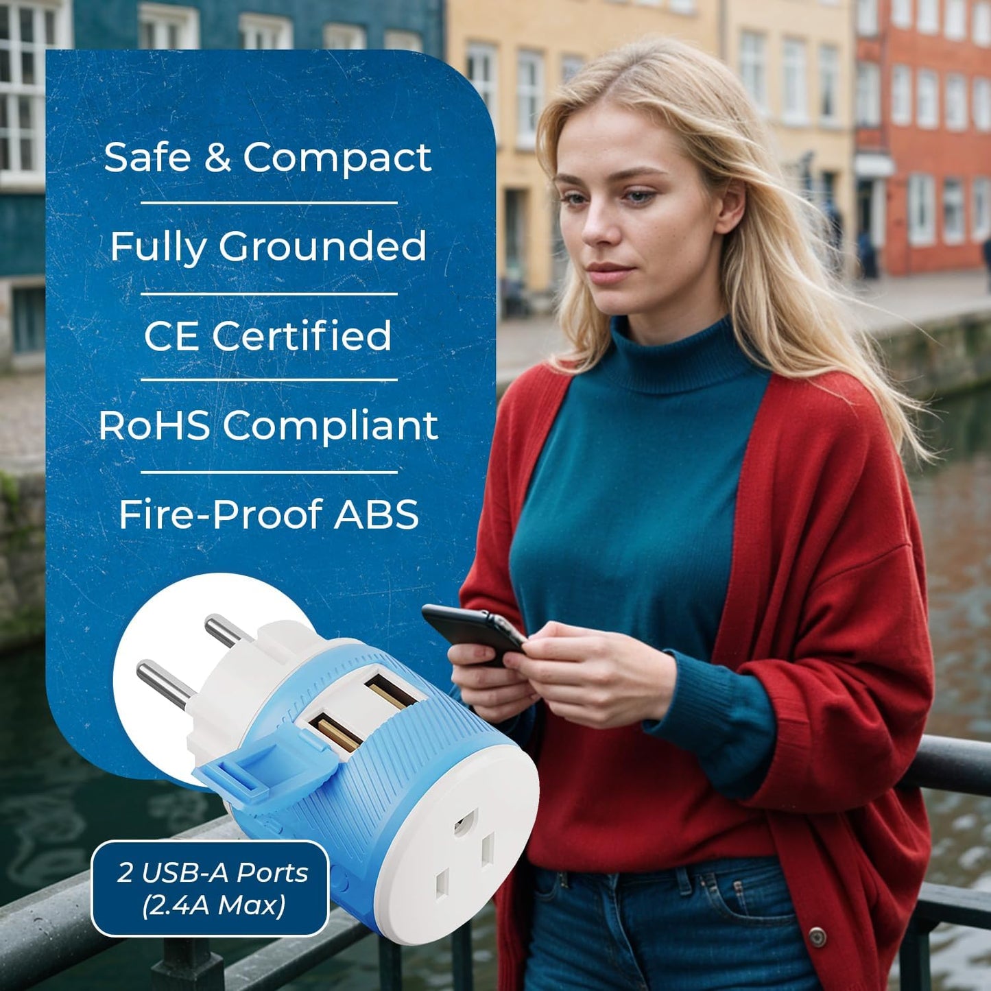 OREI South Africa, Botswana, Namibia Travel Plug Adapter with Dual USB - USA Input - Type M (U2U-10L), Will work with Cell Phones, Camera, Laptop, Tablets, iPad, iPhone