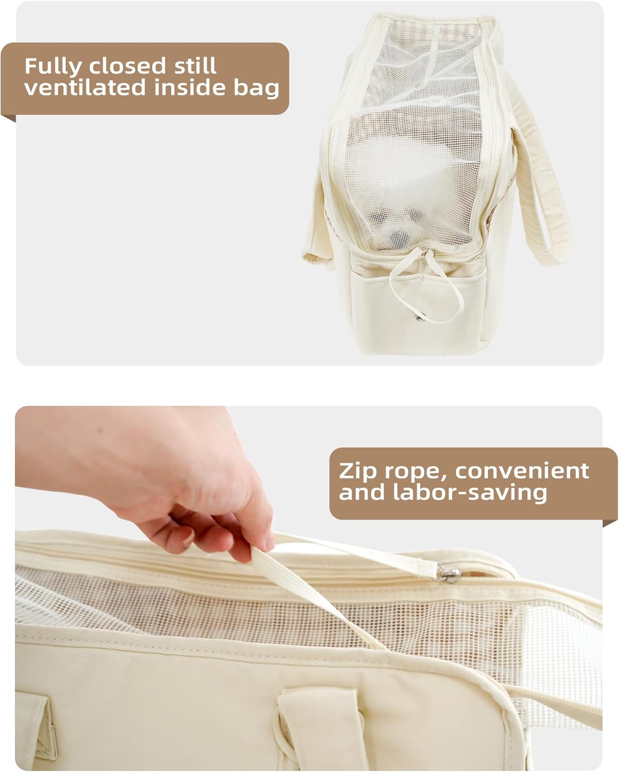 Dog Purse Carrier for Small Dogs Rabbit cat with Large Pockets, Cotton Bag, Dog Carrier Soft Sided, Collapsible Travel Puppy Carrier (Grey, 13.6" L x 6.5" W x 10" H)