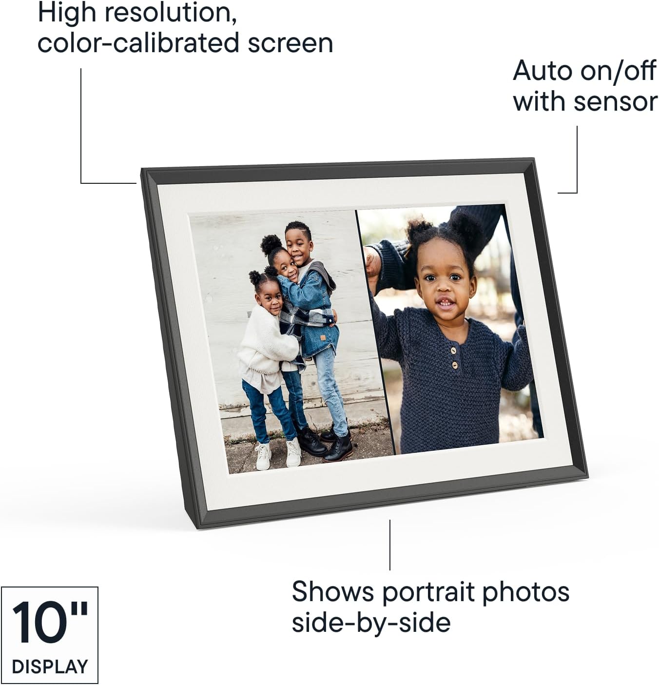 Aura Aspen 12" Digital Photo Frame - Black with Paper Mat