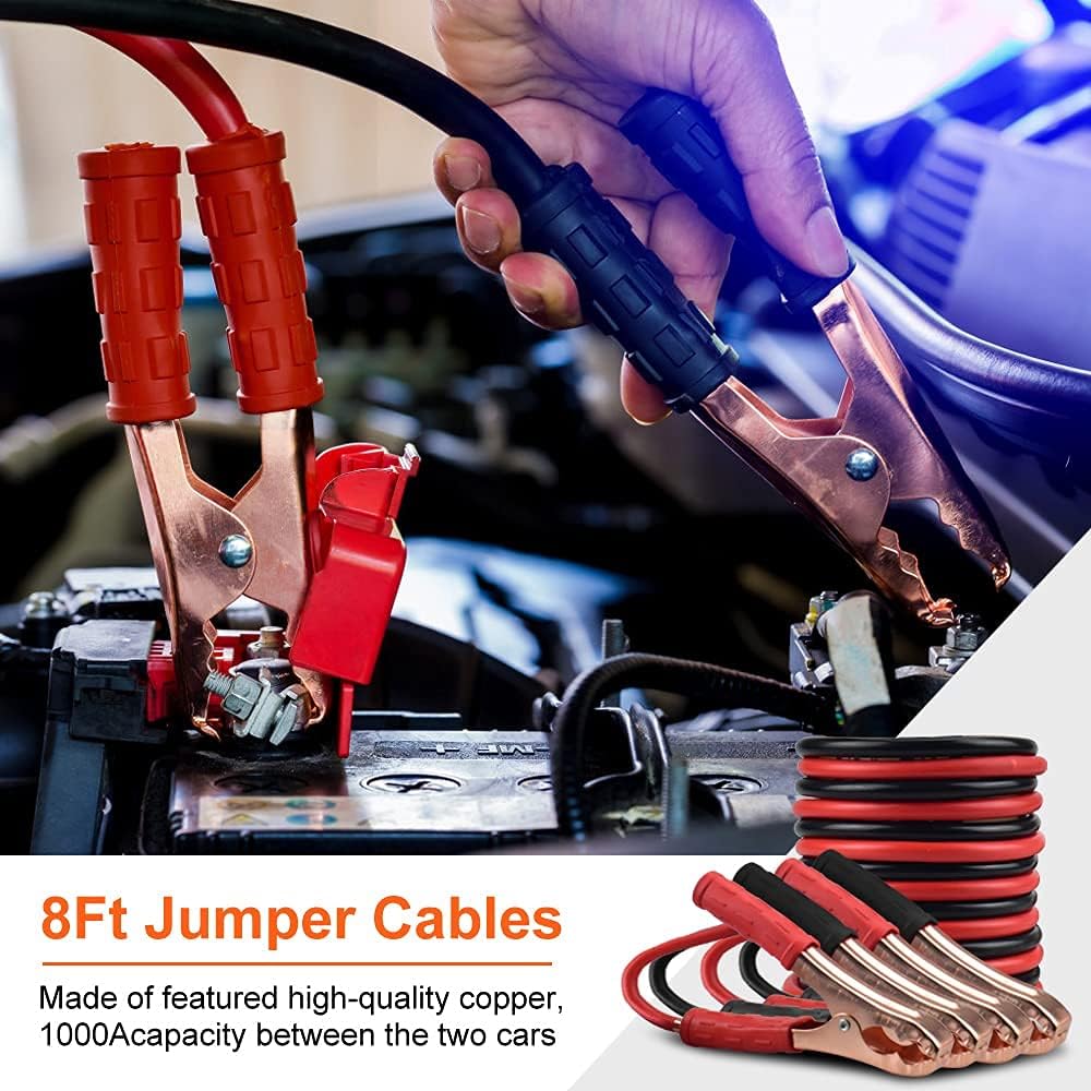 PACETAP Car Roadside Emergency Kit, Essential Auto Safety Road Side Assistance Tool Kit with LED Road Flare, Jumper Cables, Towing Rope, Triangle and More Winter Vehicle Accessories