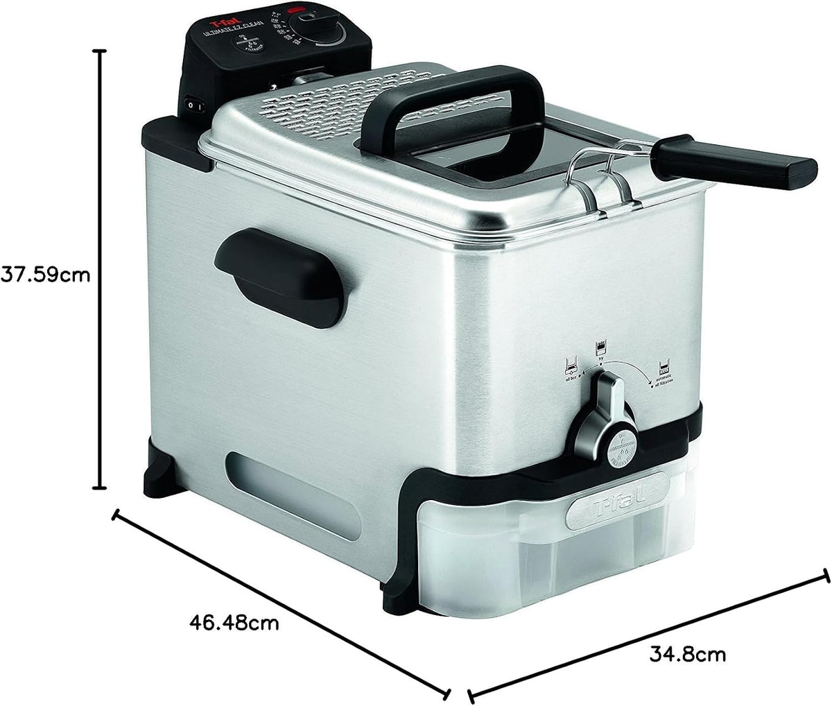 3.5L Stainless Steel Deep Fryer | Automatic Oil Filtration, Adjustable Temperature and 1700W Power