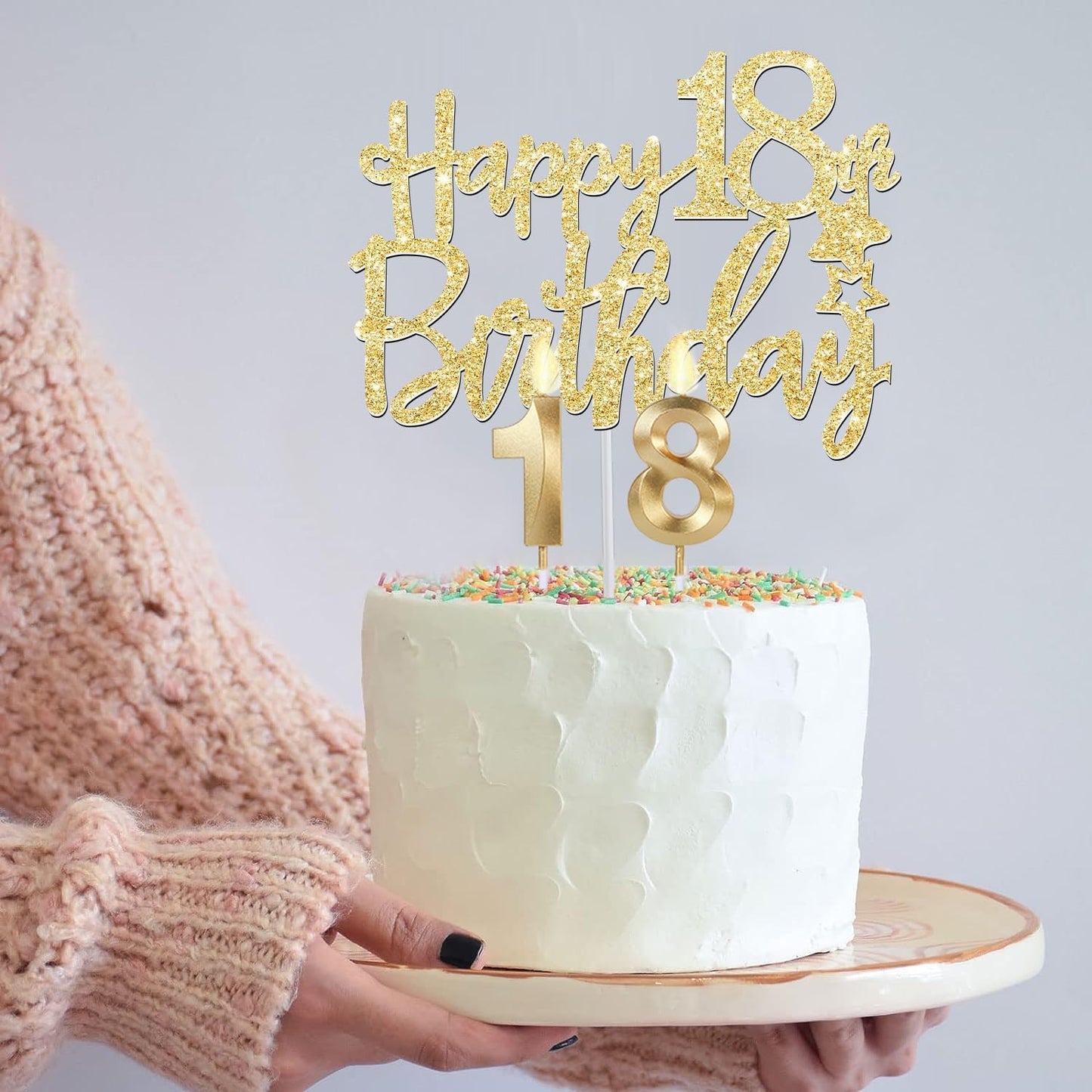 65th Birthday Decorations for Women, Including 65th Birthday Sash and Crown, Cake Topper and Candles, Number Balloons Rose Gold, 65 Year Old Gifts for Women