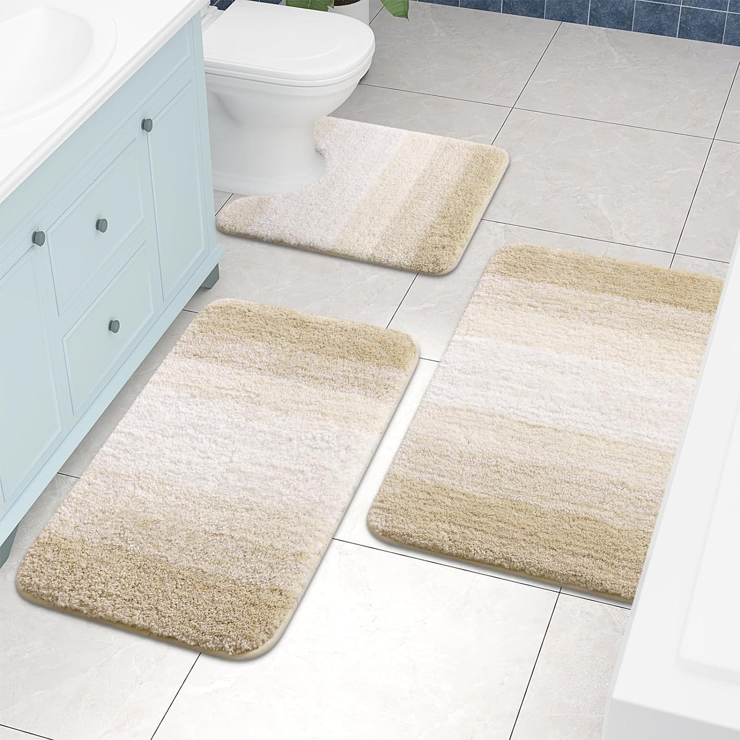 OLANLY Luxury Microfiber Bath Mat, Extra Soft and Absorbent Bathroom Mat, Non-Slip Plush Shaggy Bathroom Rug, Machine Wash Dry, Bath Rugs for Bathroom Floor, Tub and Shower, 16x24, Grey