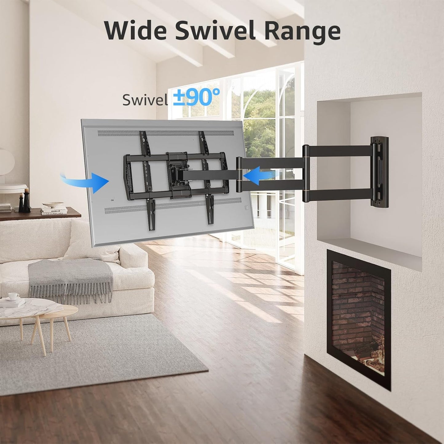 MOUNTUP 37.9" Long Arm TV Wall Mount for Most 42-75 Inch TVs, Full Motion Corner Wall Mount TV Bracket with Extension & Tilt & Swivel Articulating Arm, Max VESA 600x400mm and Up to 99 lbs, MU0047-L