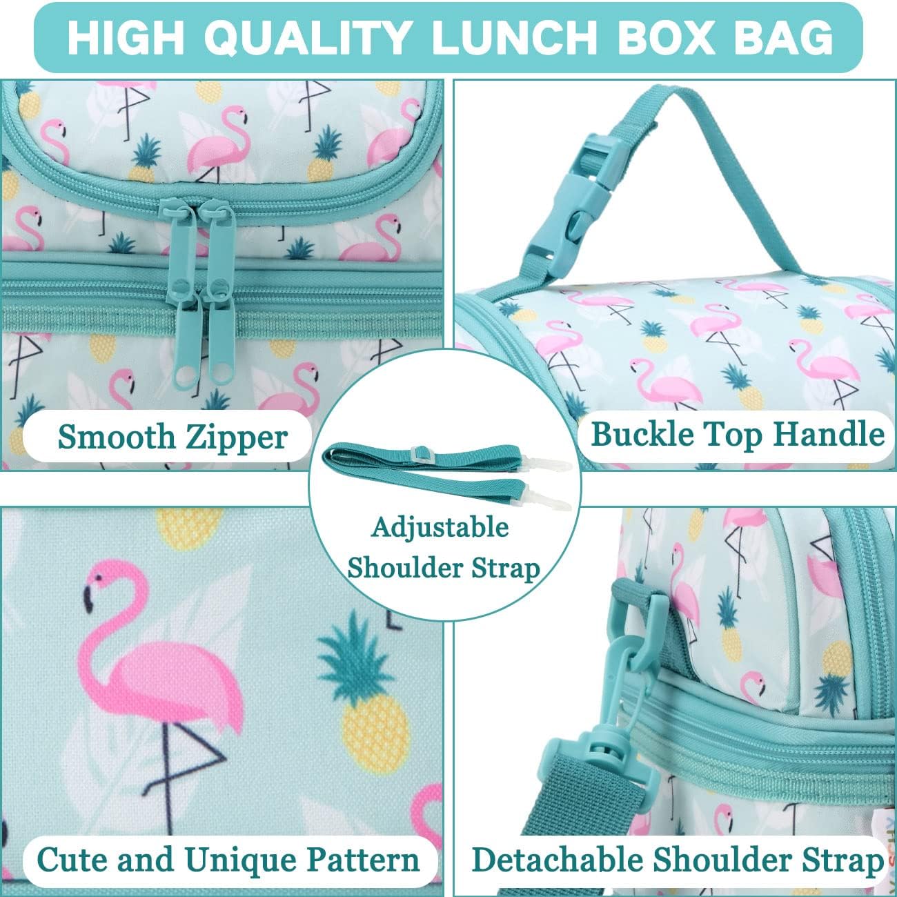 VASCHY Lunch Box Bag Men, Insulated Two Compartments Bento Cooler Bags for Adults/Women/Kids for School,Daycare,Kindergarten,Picnic Black