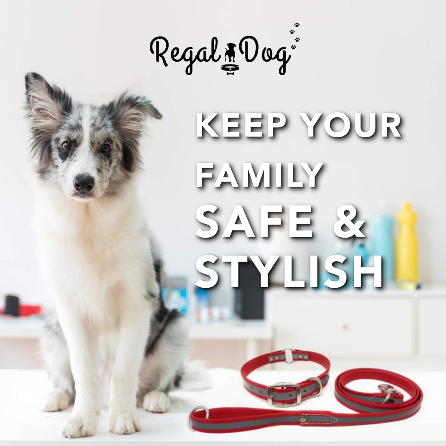 Regal Dog Products Large Pink Heavy Duty Reflective Dog Collar with Center Ring, Metal Buckle and D Ring | Anti-Odor Adjustable Biothane Waterproof Dog Collar | Other Sizes for Small & Medium Dogs