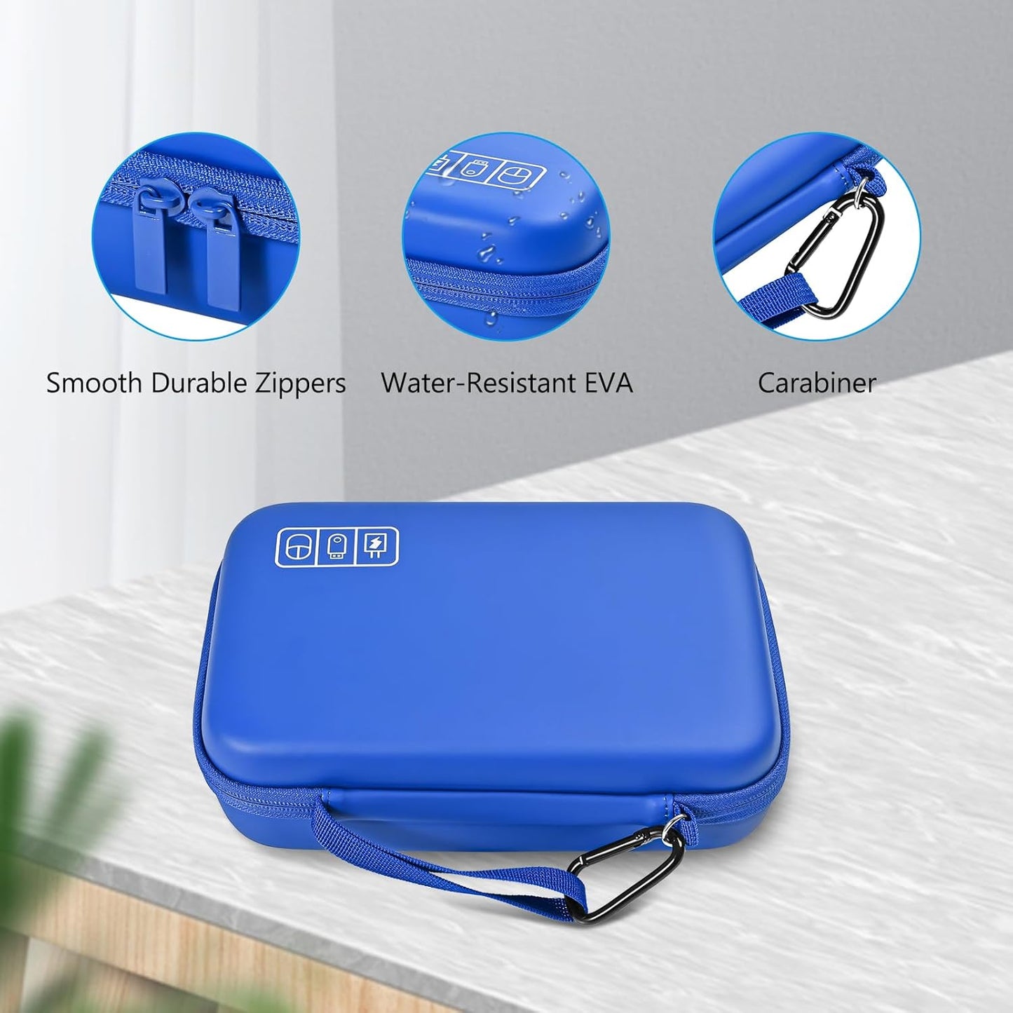 ProCase Hard Travel Electronic Organizer Case for MacBook Power Adapter Chargers Cables Power Bank Apple Magic Mouse Apple Pencil USB Flash Disk SD Card Small Portable Accessories Bag -L, Black