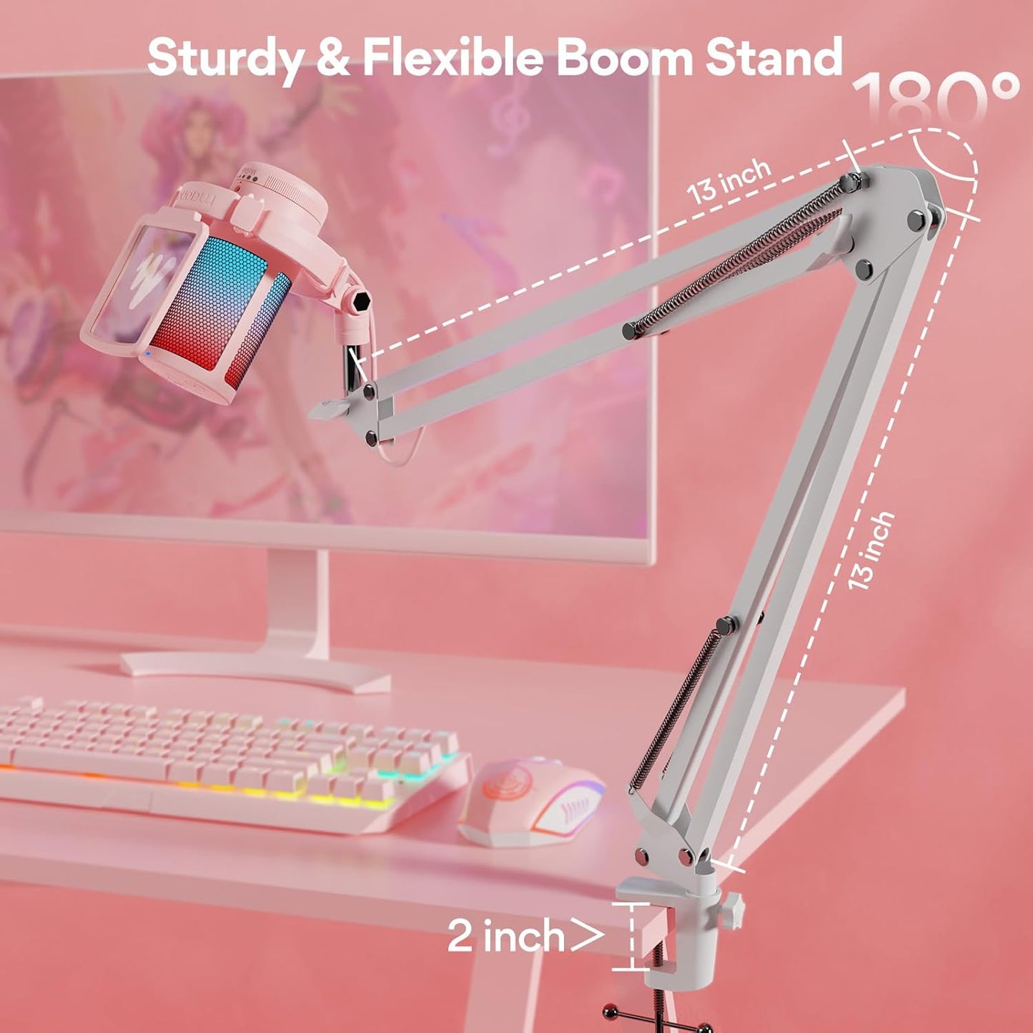 MAONO Gaming USB Microphone, Noise Cancellation Condenser mic with Mute, Gain, Monitoring, Boom Arm for Streaming, Podcast, Vocal, Twitch, YouTube, Discord, PC, Computer, PS4, PS5, Mac, DGM20S