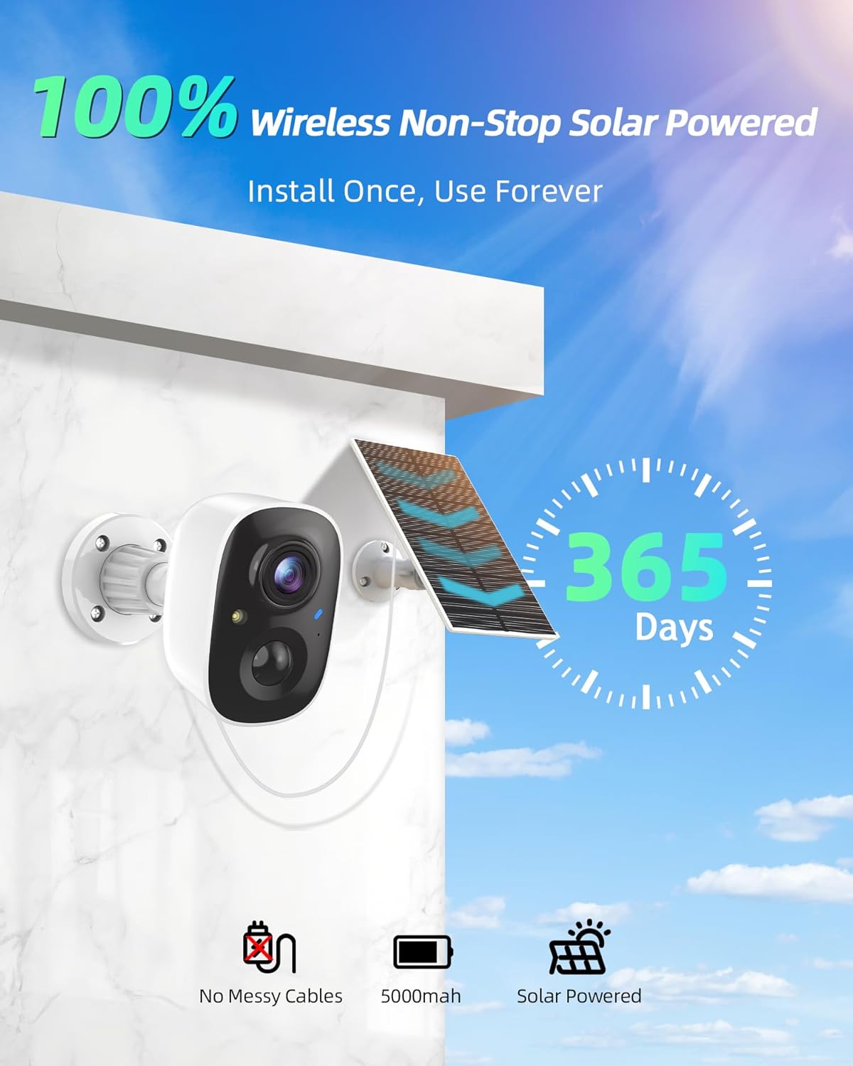 MaxiViz Wireless Camera Outdoor, Battery Powered Security Camera with 2K Color Night Vision, Outside Cameras with AI Motion Detection, 2-Way Talk, IP66 Weatherproof, SD/Cloud Storage, 2 Packs