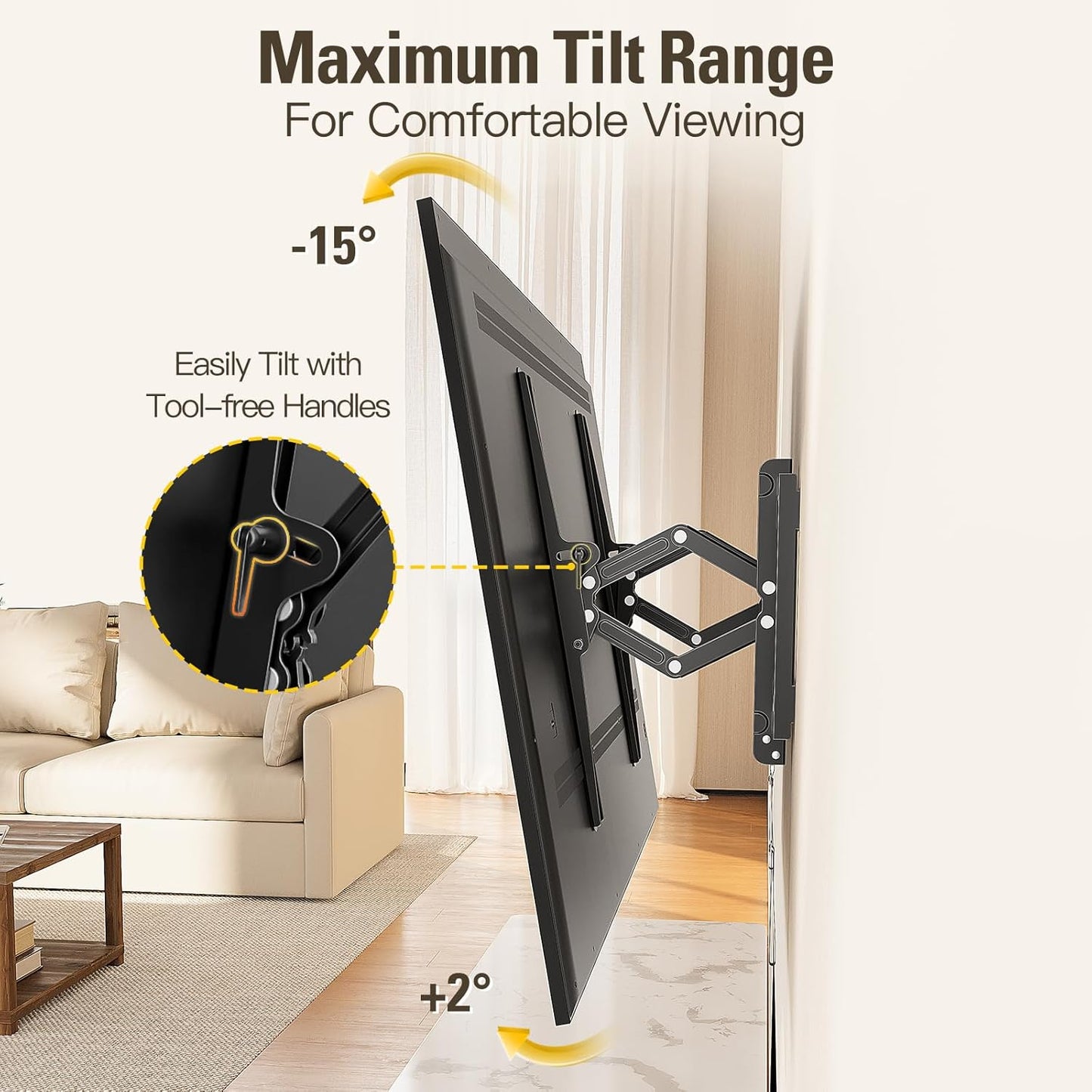 Mounting Dream TV Wall Mount, Advanced Tilt TV Mount Bracket for most 42-90 Inches TVs with Full Tilt Extension up to 7 Inches, Fits 16, 18, 24 Inches Studs, Max VESA 600x400mm and 120Lbs, MD2104-CA