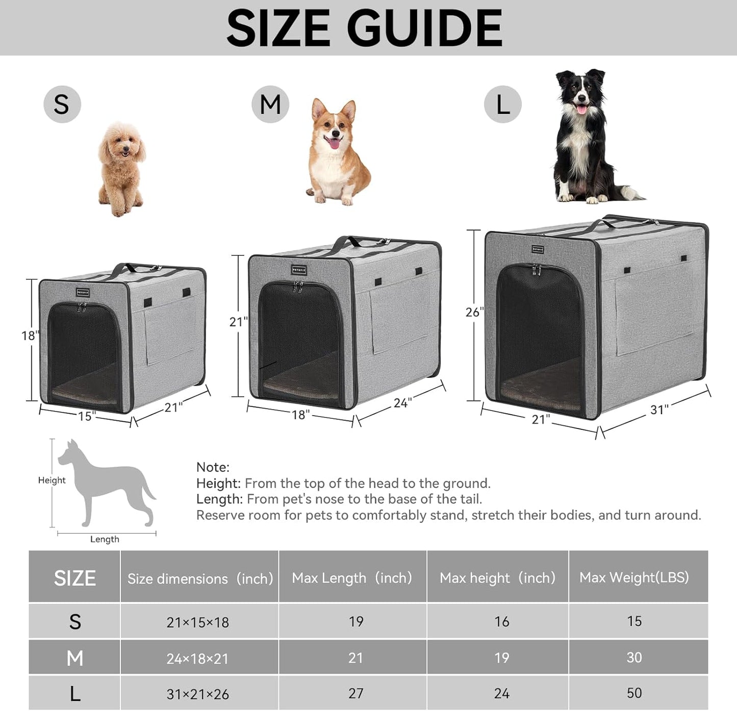 PETSFIT Soft Sided Dog Crate, Travel Dog Crate - 19 Inch Lightweight, Roomy, Easy to Set Up, Sturdy Portable Dog Kennel with Thick Mat, Navy Blue