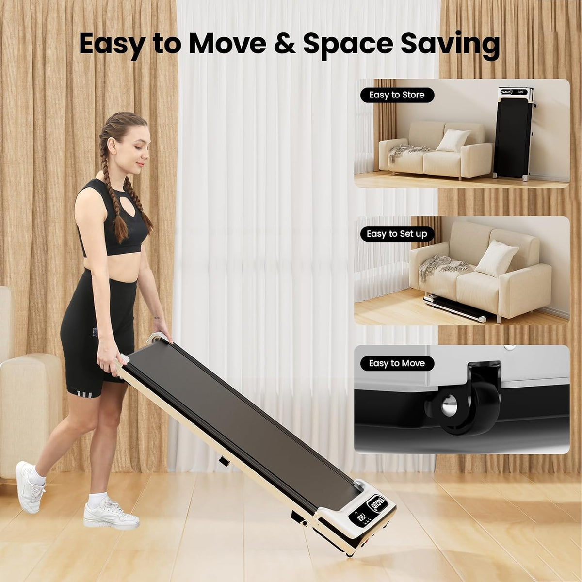 Yagud Walking Pad with 8% Incline, 3-in-1 Under Desk Treadmill for Sport