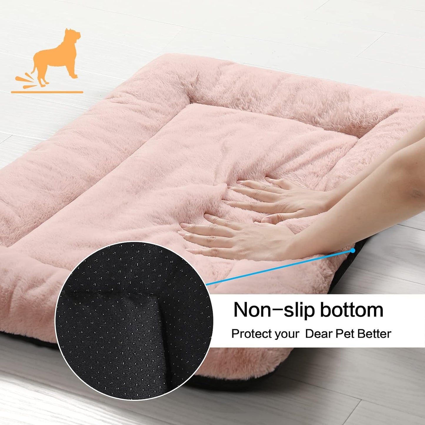 VERZEY Medium/Large Dog Bed Mat Crate Pad, 36" Metal Crates Fit, Ultra-Soft, Machine Washable & Anti-Slip Kennel Mat, Cozy Sleeping Mat for Medium/Large Dogs, Gray, 36L x 23W x 1H Inches