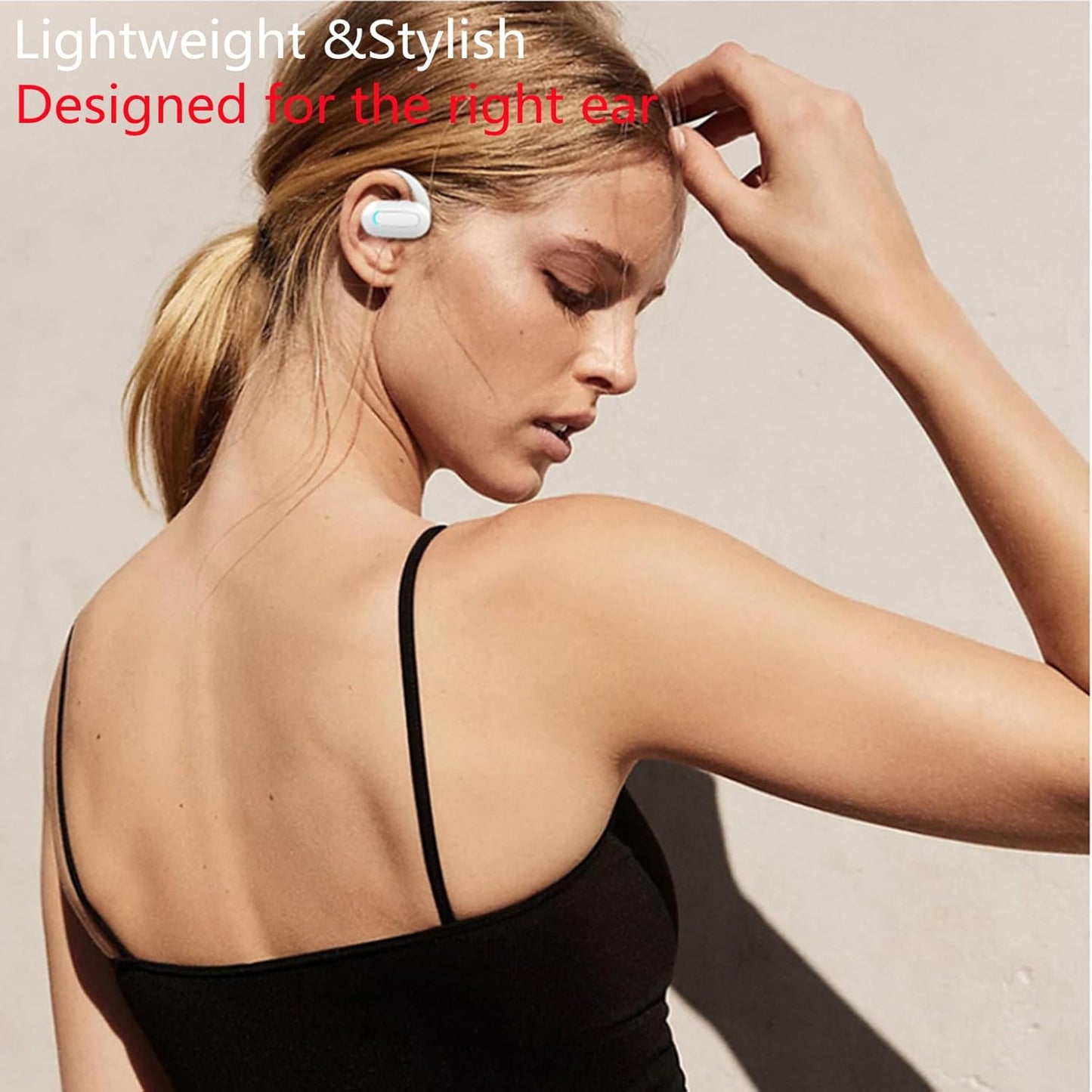 Open Ear Headphone,5.3 Bluetooth Headset for Cell Phones Wireless Earpiece Single Headset 15Hrs Talking with Noise Cancelling Mic Handsfree Earbud for iPhone Android Laptop Trucker Driver(Black)