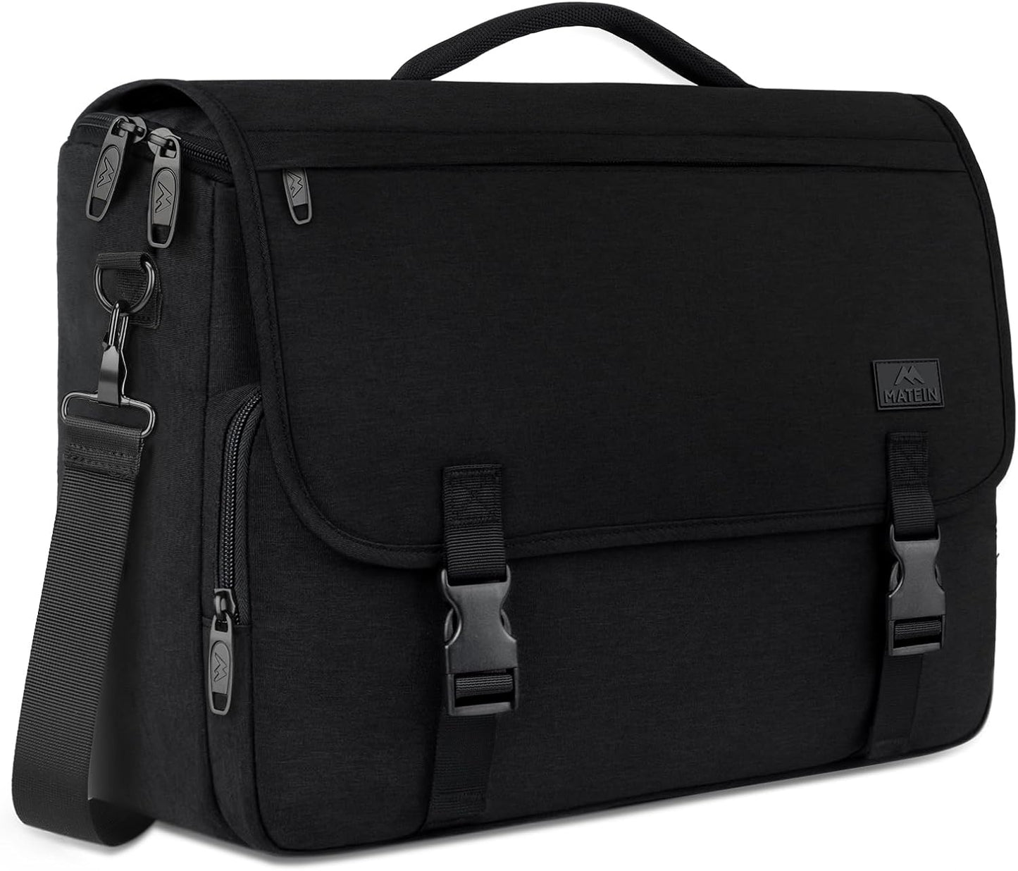 Messenger Bag for Men, Laptop Bag 15.6 Inch, Water Resistant Canvas Shoulder Bag Nylon Crossbody Bag for Women with Detachable Shoulder Strap Black