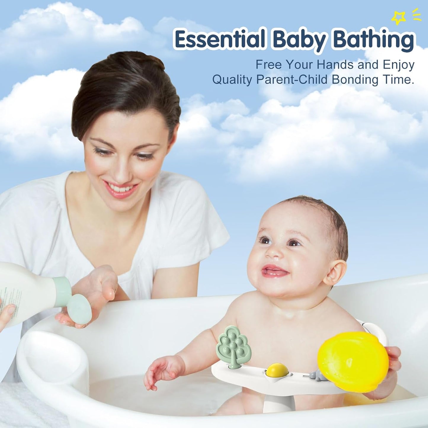 Baby Bath Seat for Babies 6 Months & Up, Non-Slip with Suction Cups, Safe & Comfortable Infant Bath Seat for Bathtub, Grey