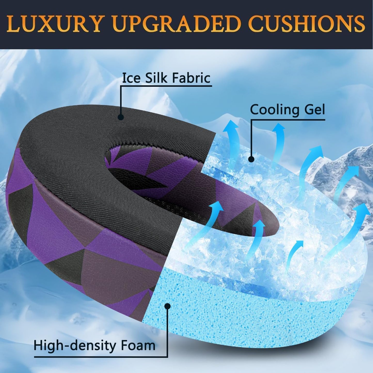 SOULWIT Cooling Gel Ear Pads Replacement for Corsair Virtuoso RGB Wireless XT SE Gaming Headset, Earpads Cushions with High-Density Noise Isolation Foam, Added Thickness - Black