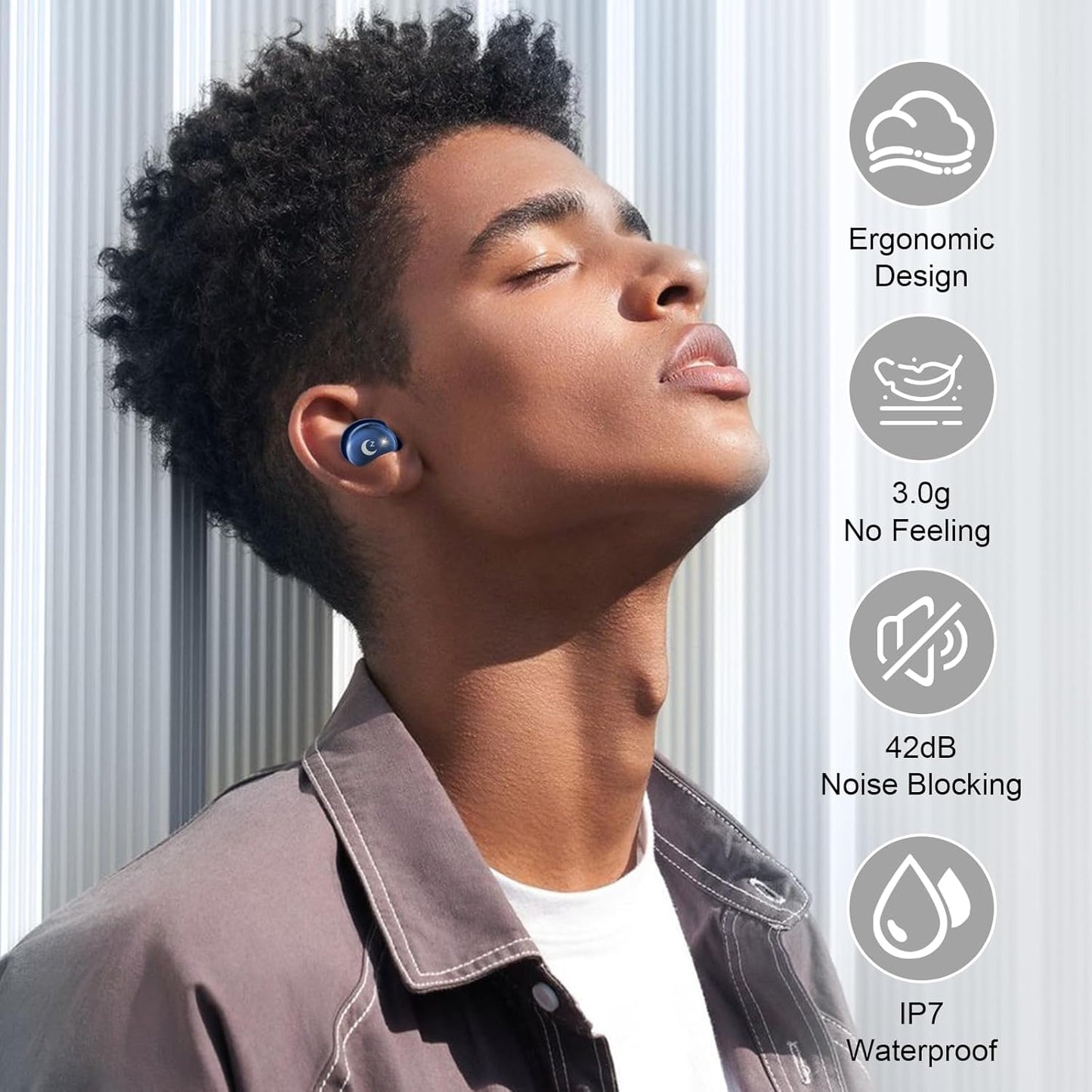 VEKJ Sleep Earbuds, Bluetooth 5.4 Mini Wireless Ear Euds with Multifunctional Touch Screen, 48H Bass Stereo Headphones with Sleep Mode/5 EQ Modes/ENC Noise Cancelling, IPX7 Earphones for iOS Android