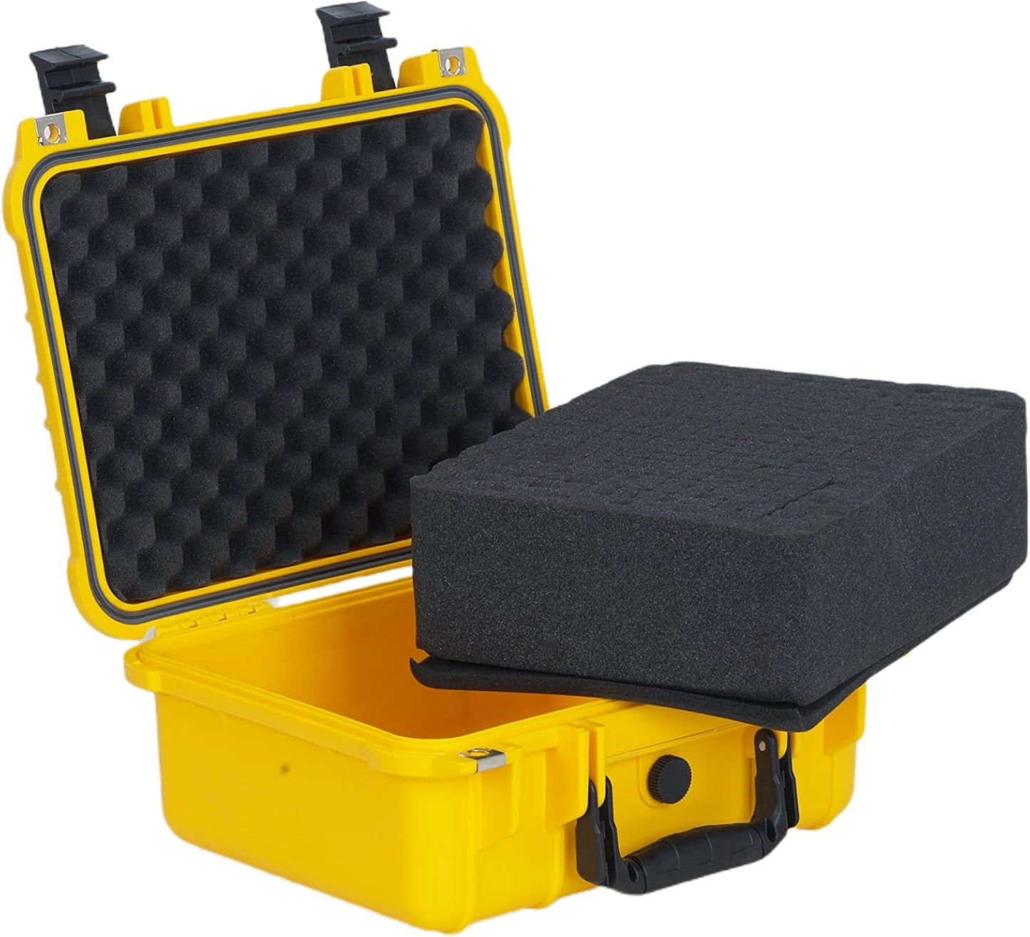 MEIJIA Portable All Weather Waterproof Protective Case,Hard Case,Camera Case with Customized Fit Foam,Fit Use of Drones,Camera,Equipments,Pistols,13.35 x11.63x5.98inches (Yellow)