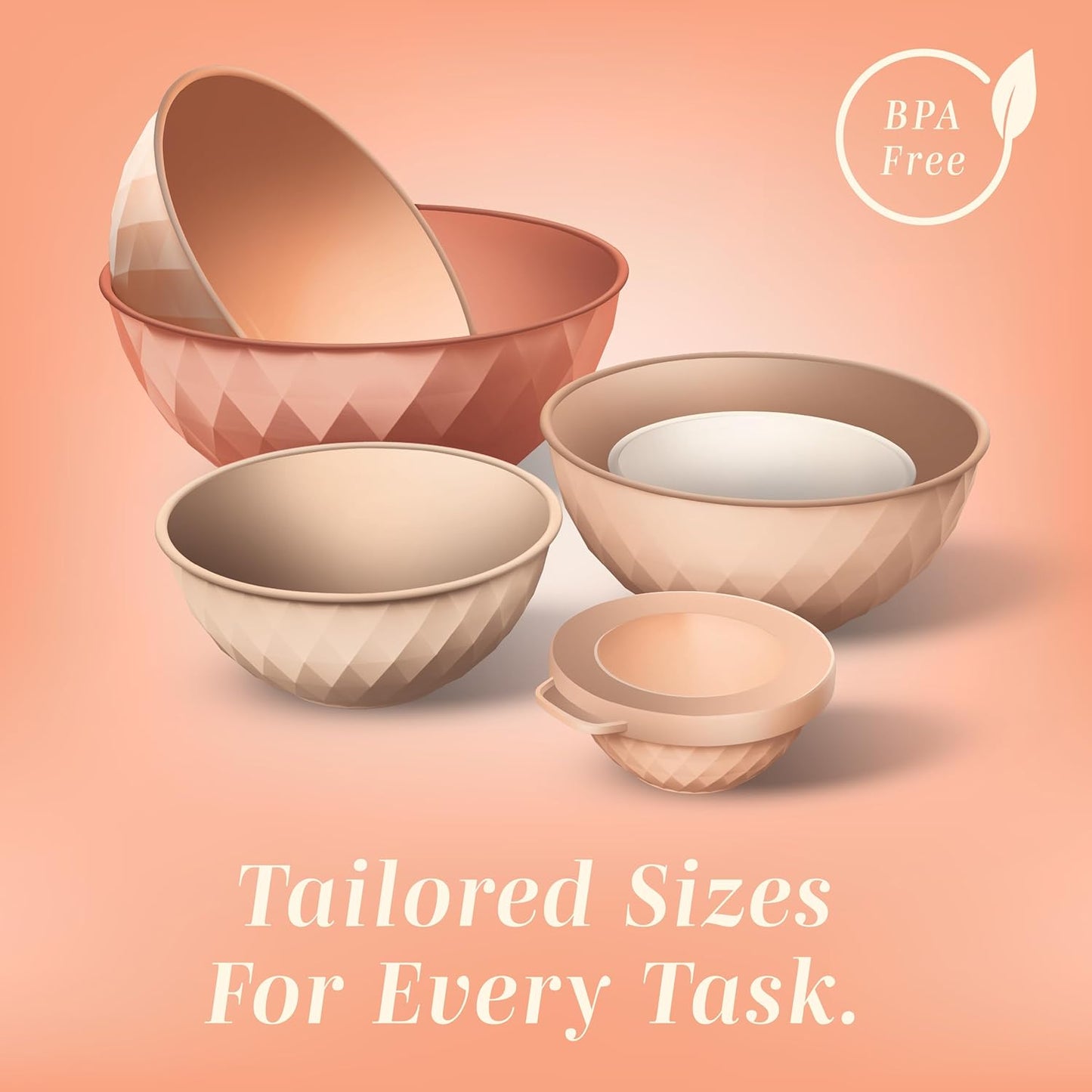 COOK WITH COLOR Mixing Bowls with TPR Lids - 12 Piece Plastic Nesting Bowls Set Includes 6 Prep Bowls and 6 Lids, Microwave Safe Mixing Bowl Set (Mint)