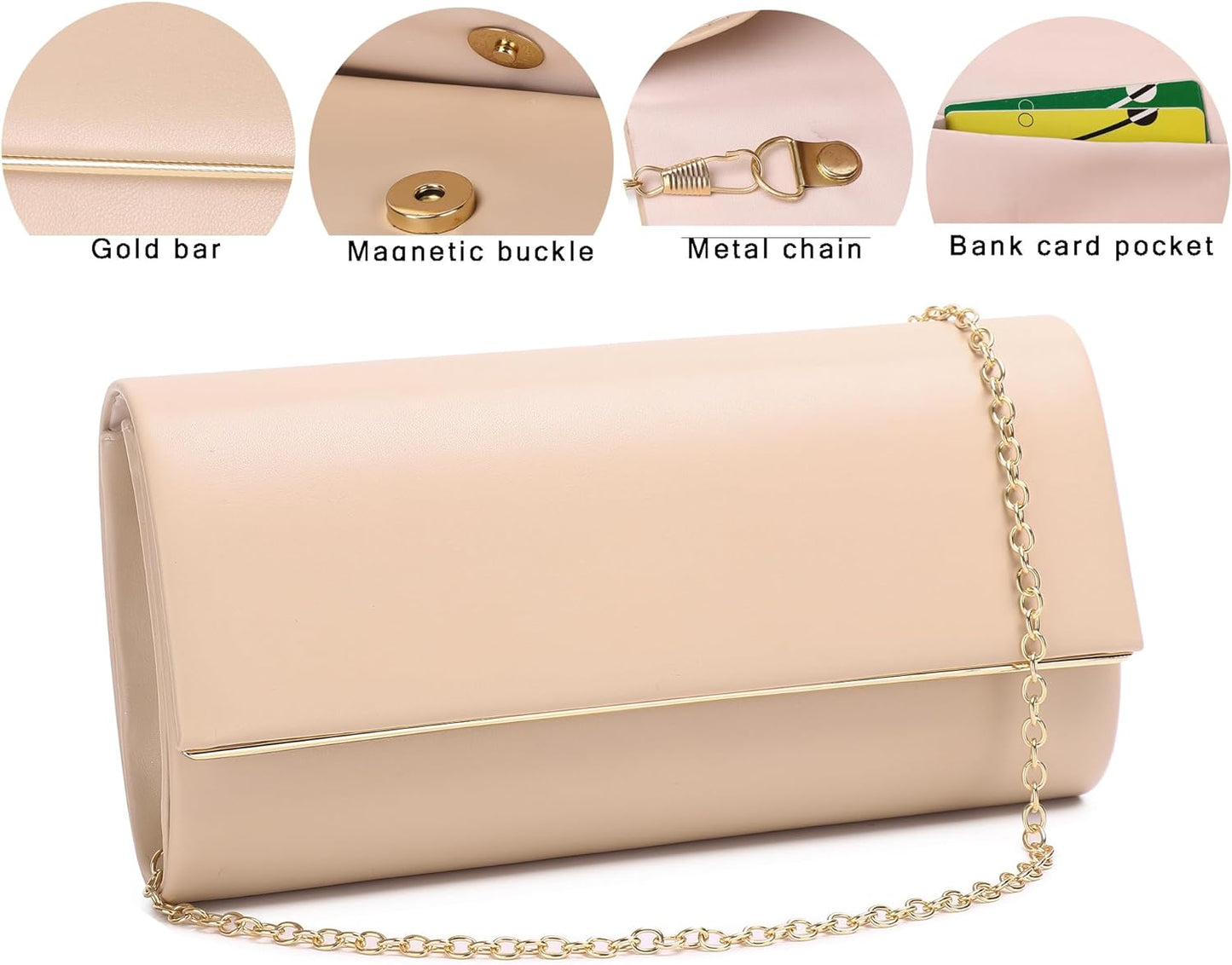 MUDUO Patent Leather Envelope Clutch Purse Shiny Candy Foldover Clutch Evening Bag for Women (7018-Silver)