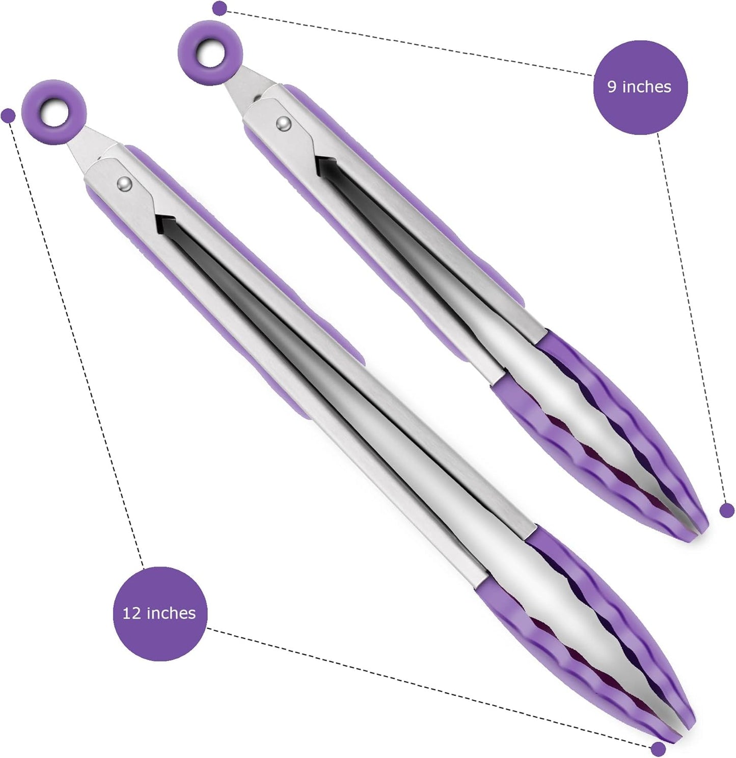Purilite Select Silicone & Stainless Steel Kitchen Tongs