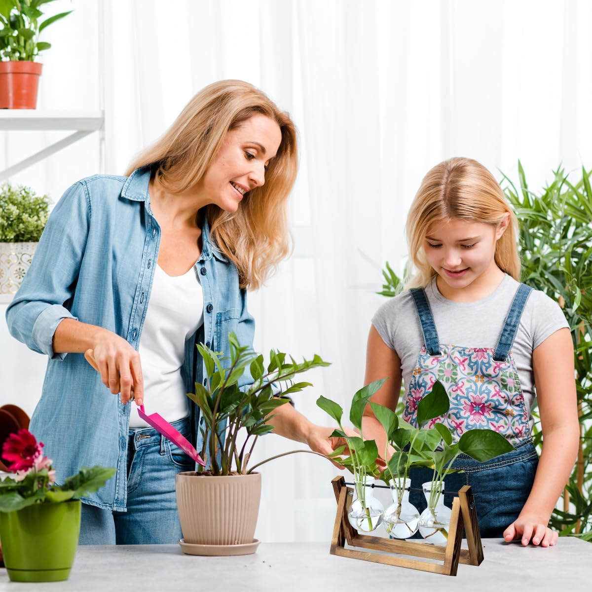 Plant Stand Indoor Gifts for Women Birthday Gifts for Women Her from Daughter Mom Sister Best Friend Wife Anniversary Teacher Auntie Female Presents Gift Flower Vases for Decor