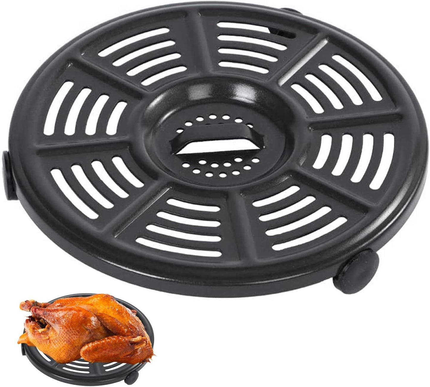 Air fryer Replacement Tray for Ninja AF101 4 QT AF161 Max XL AF150 XL 5.5 Quart Air Fryer, 8.2'' Round Food Grade Air Fryer Grill Pan Grill Plate Crisper Plate Accessories Parts Rack,Dishwasher Safe