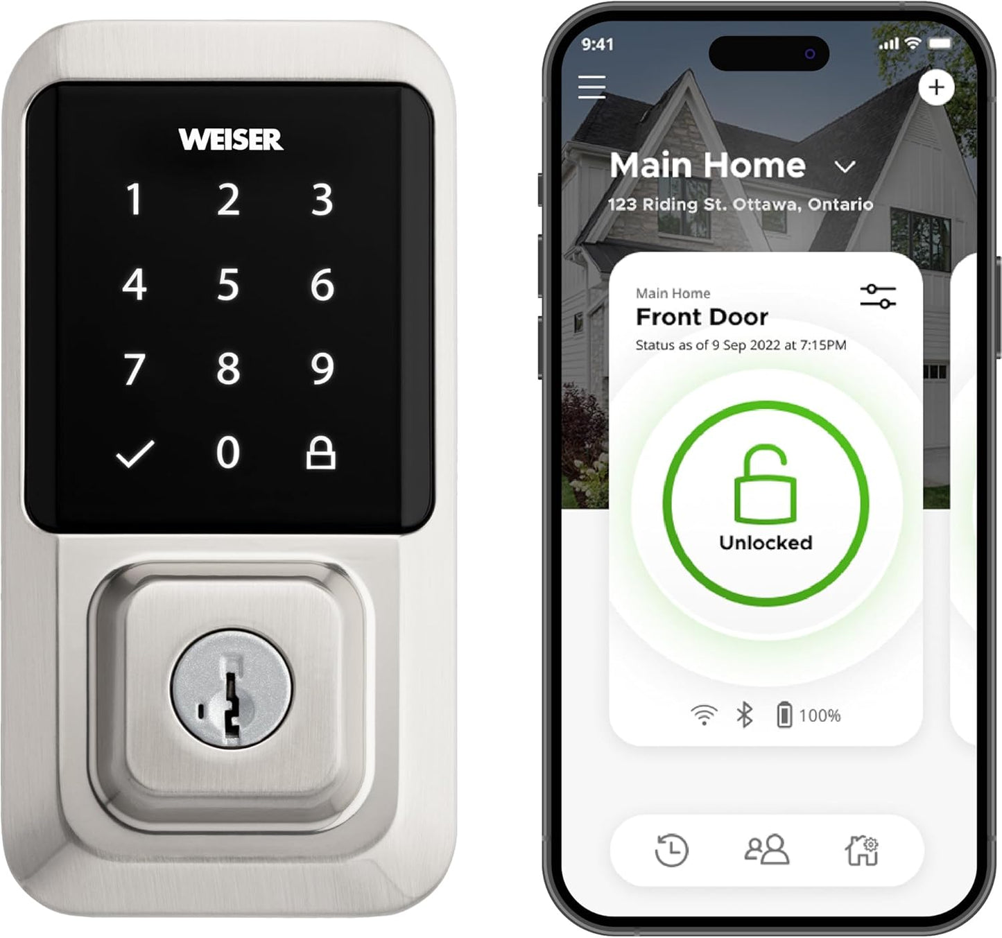 Weiser Halo Matte Black WiFi Smart Lock, Keyless Entry Door Lock, Touchscreen Keypad Door Lock, Amazon Alexa & Google Assistant/Google Home Compatible, Deadbolt Lock, Smart Locks for Entry Door